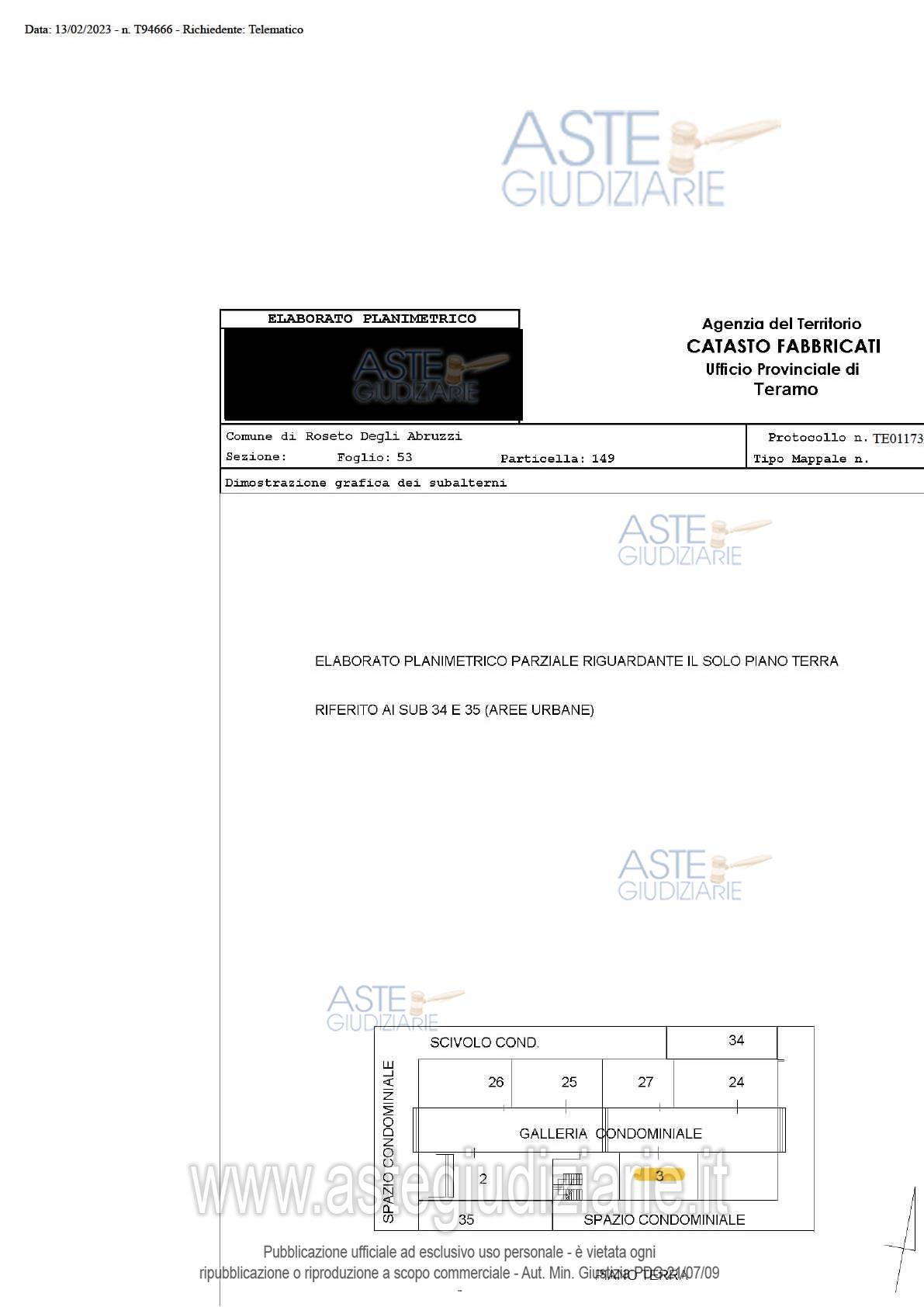 Planimetria del bene