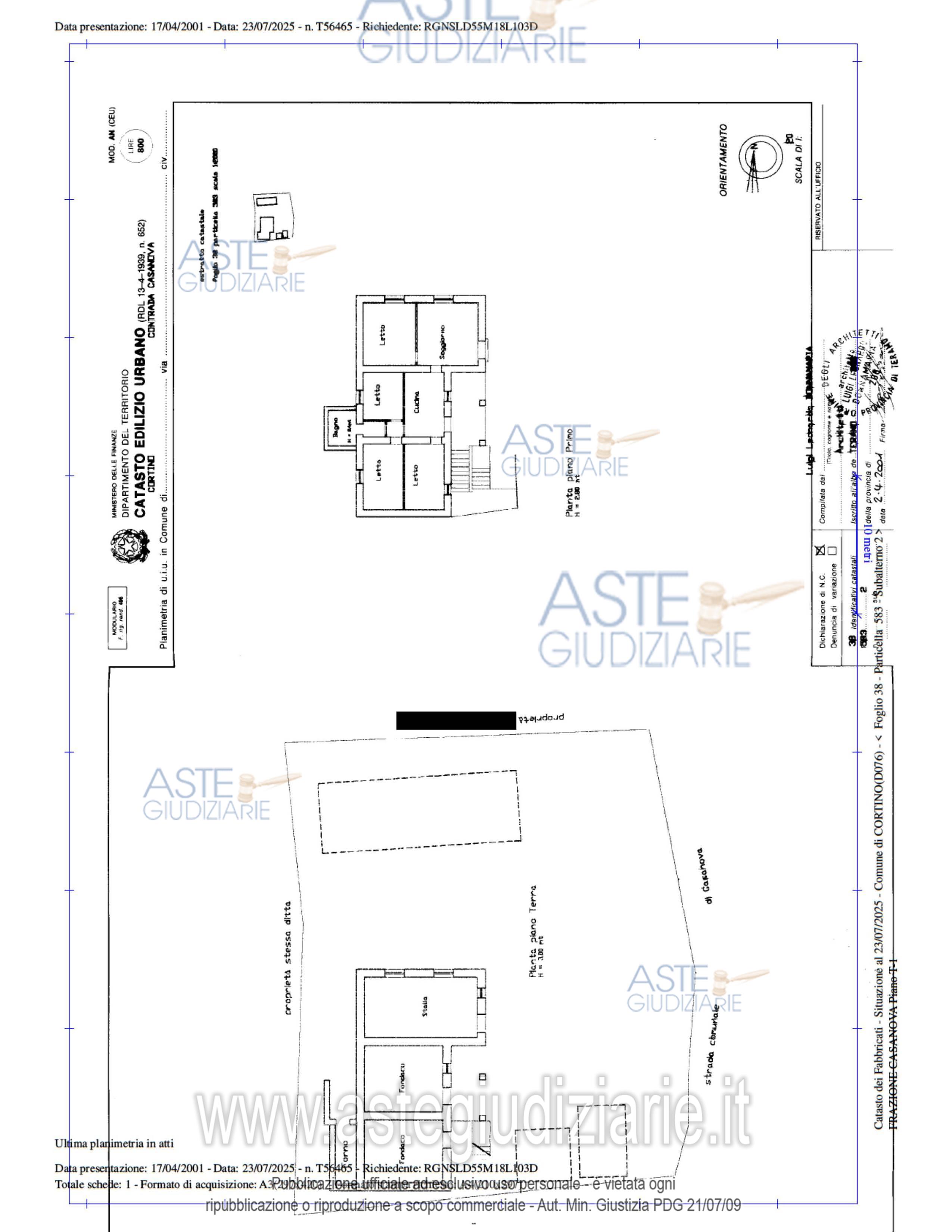 Planimetria del bene