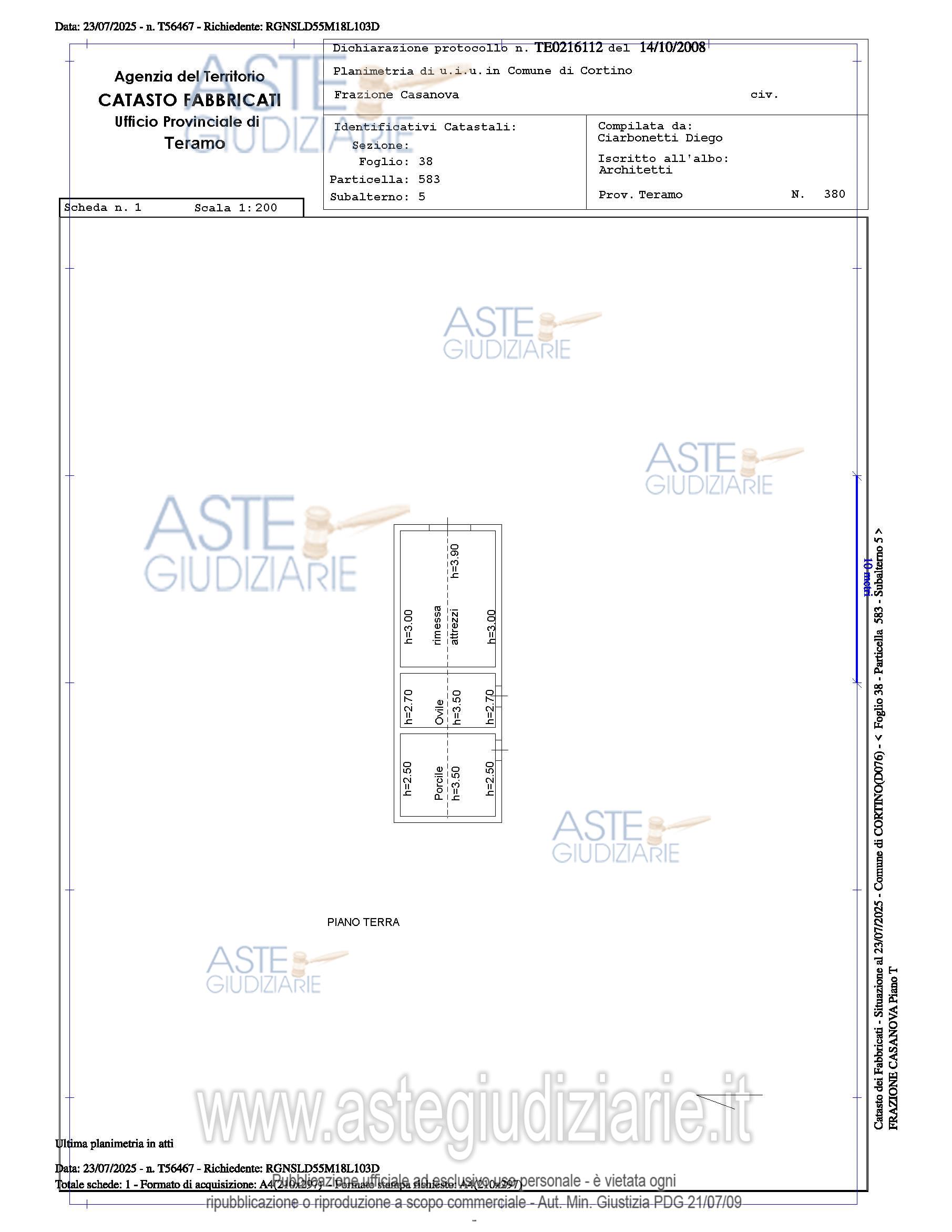 Planimetria del bene