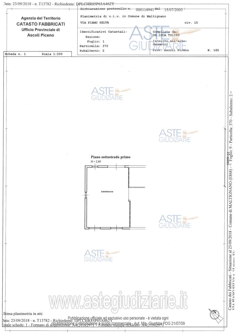 Planimetria del bene