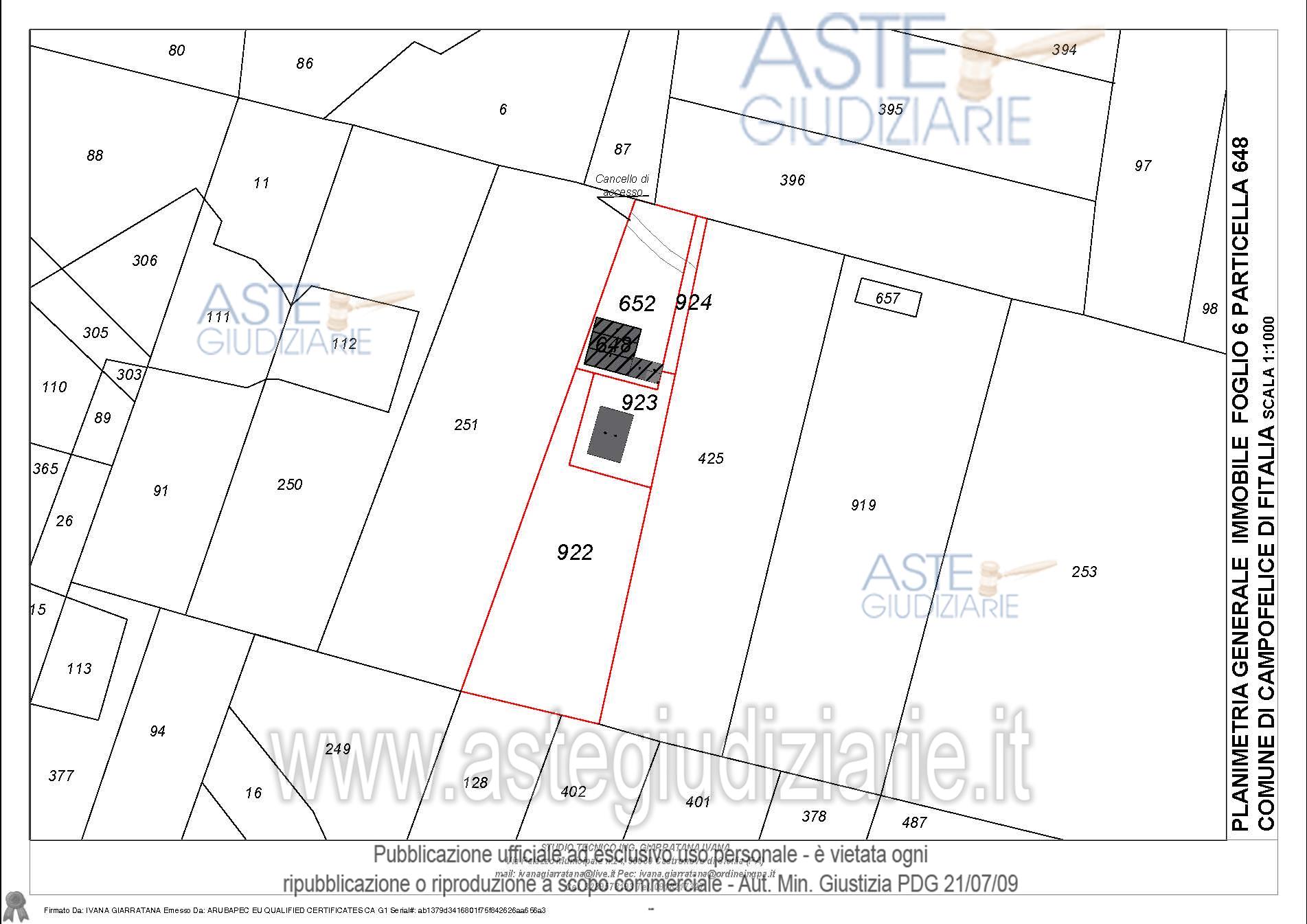 Planimetria del bene