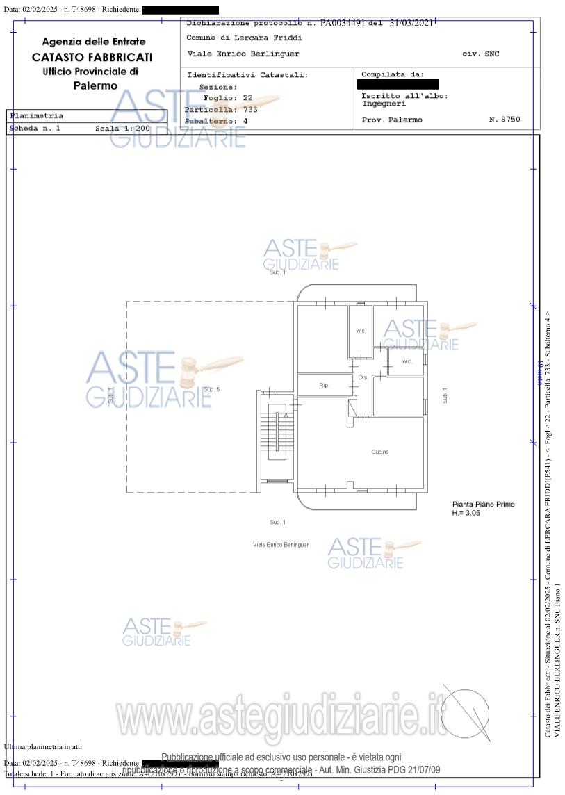 Planimetria del bene