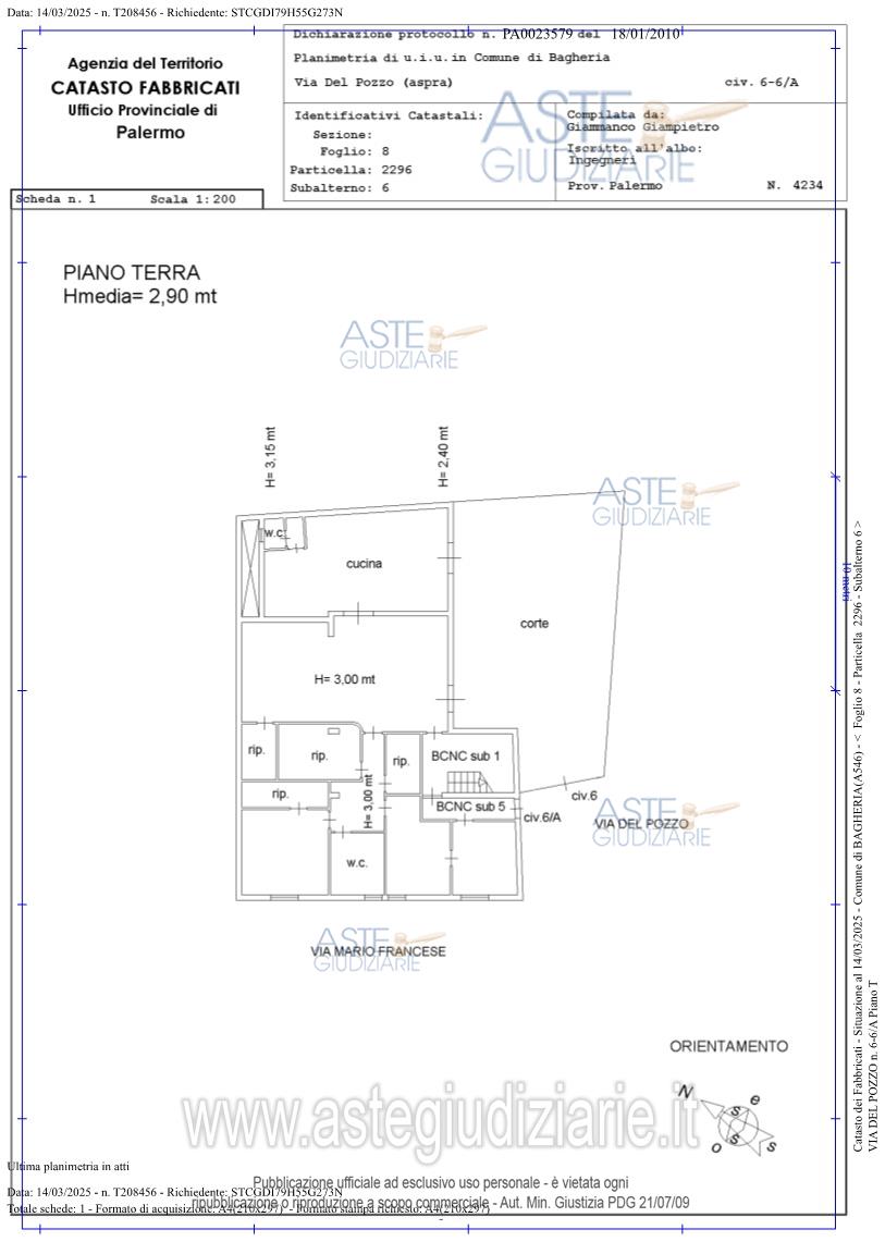 Planimetria del bene