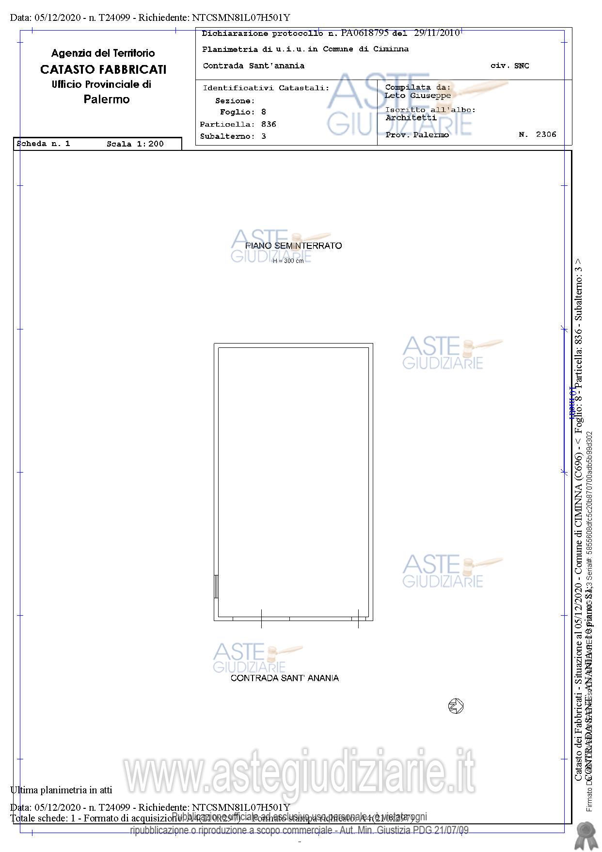 Planimetria del bene
