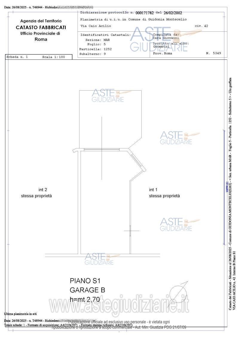 Planimetria del bene