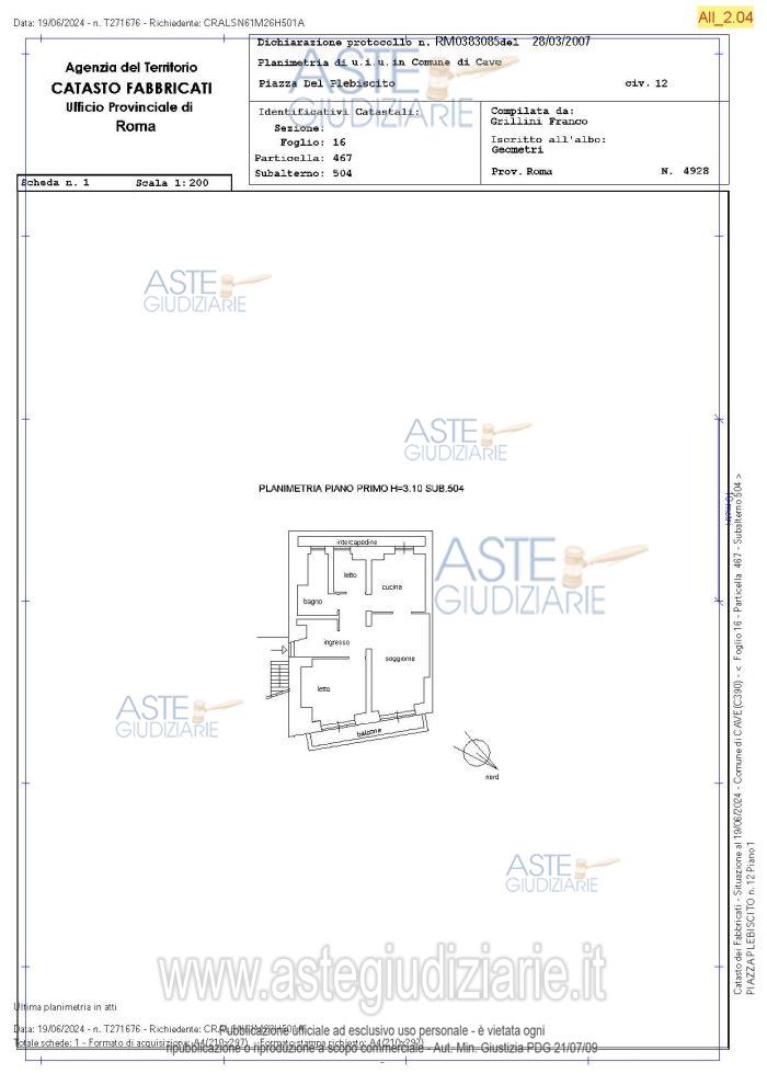 Planimetria del bene