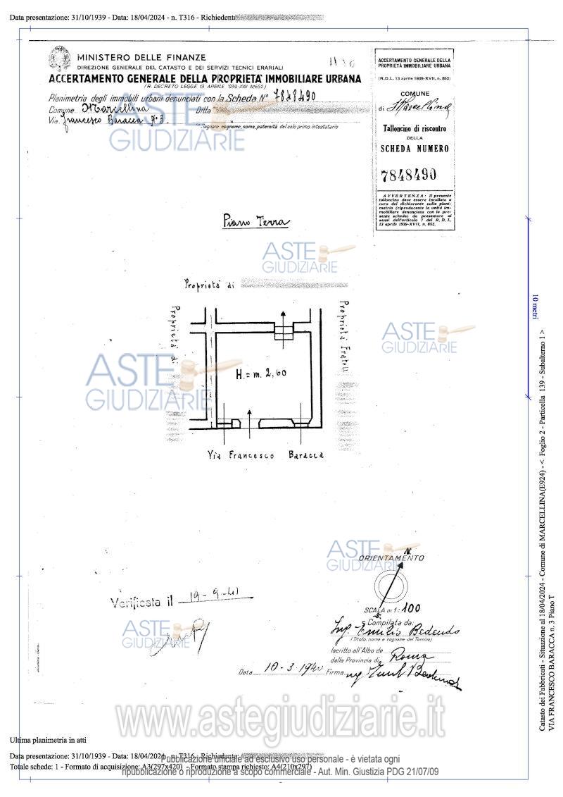 Planimetria del bene