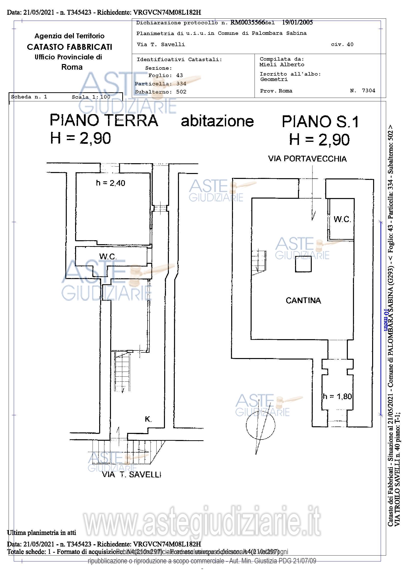 Planimetria del bene