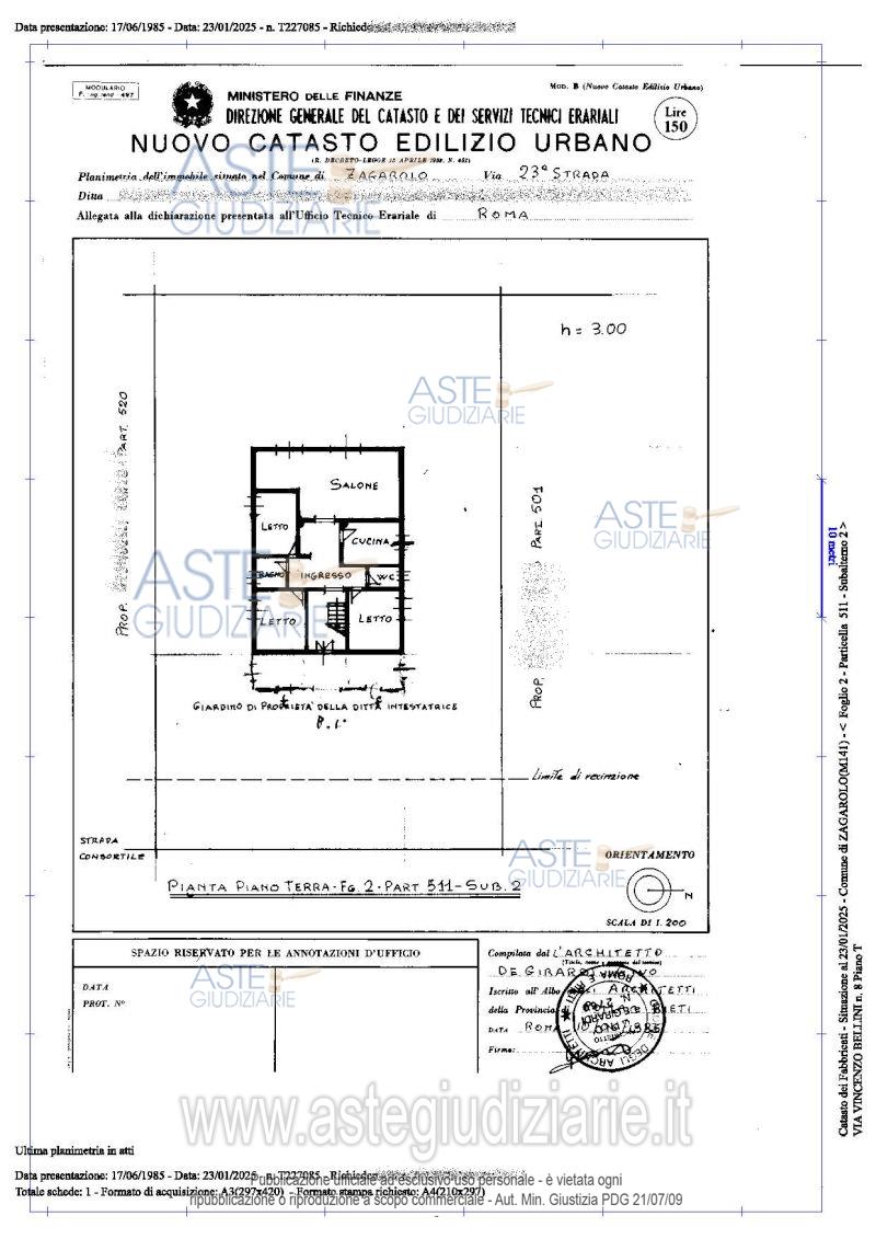 Planimetria del bene