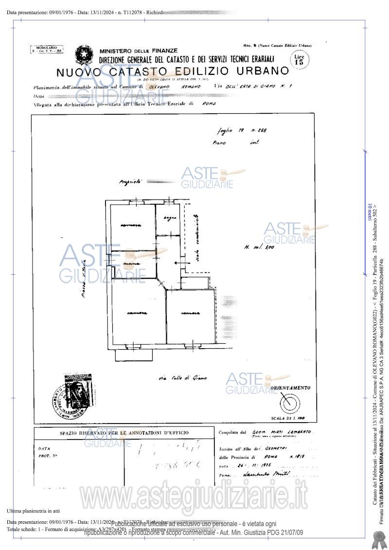 Planimetria del bene
