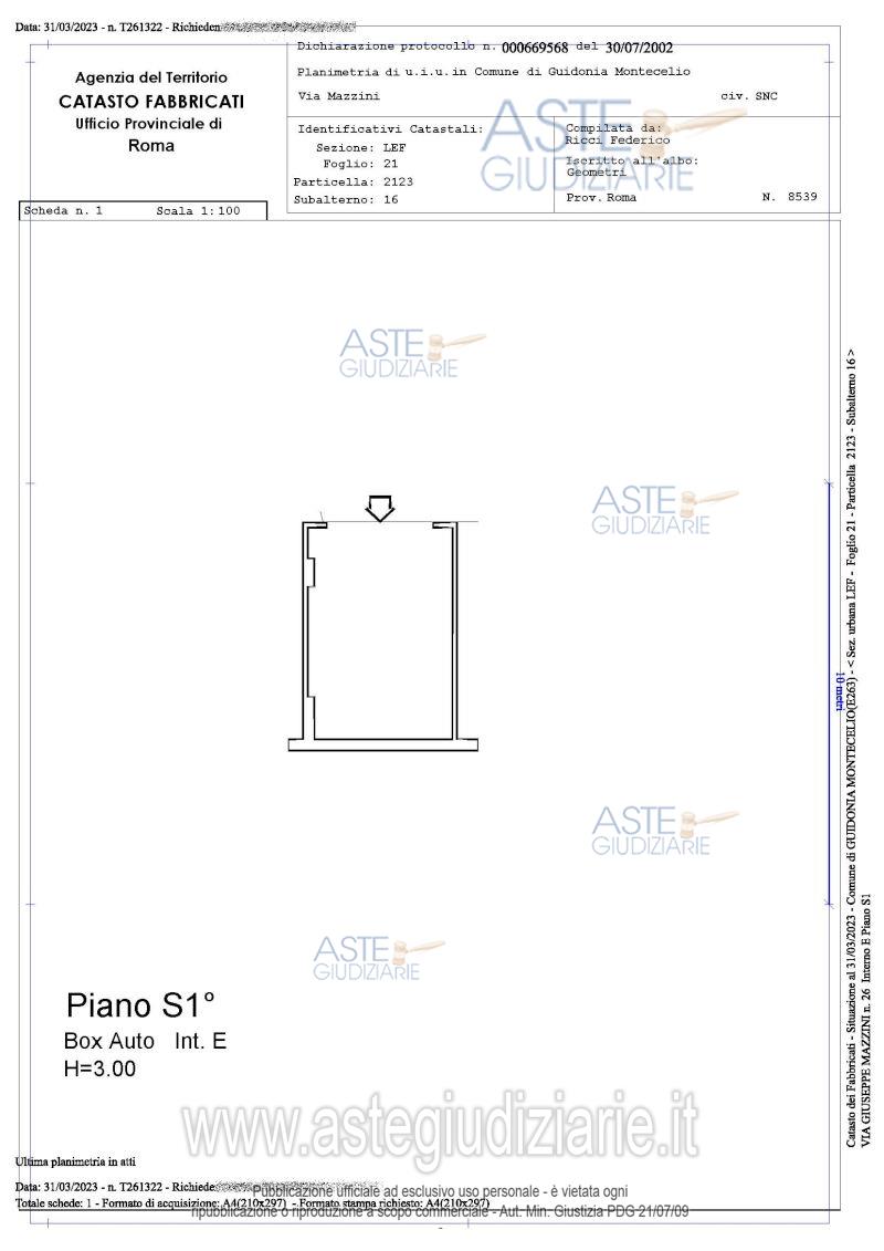 Planimetria del bene