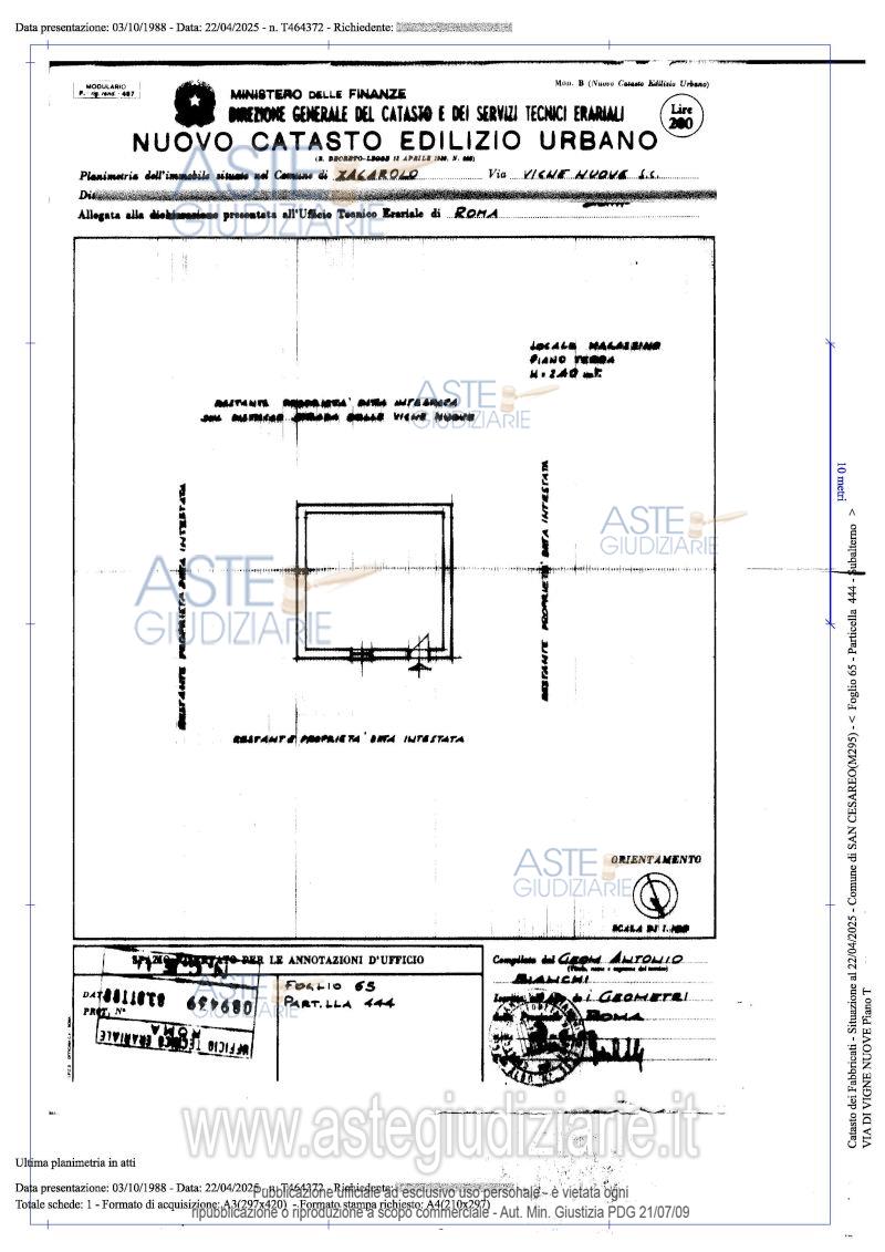 Planimetria del bene