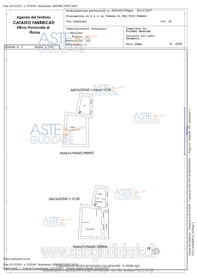 Planimetria del bene