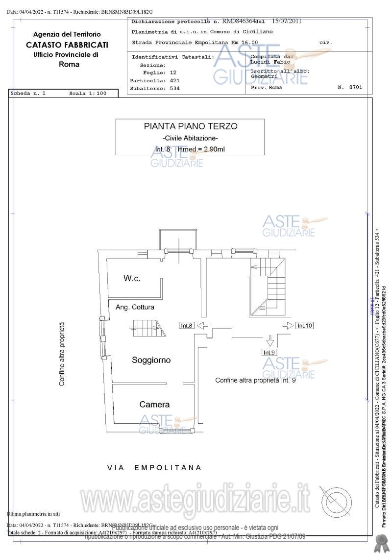 Planimetria del bene