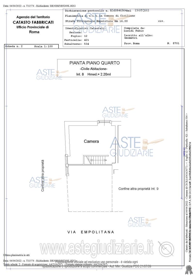Planimetria del bene