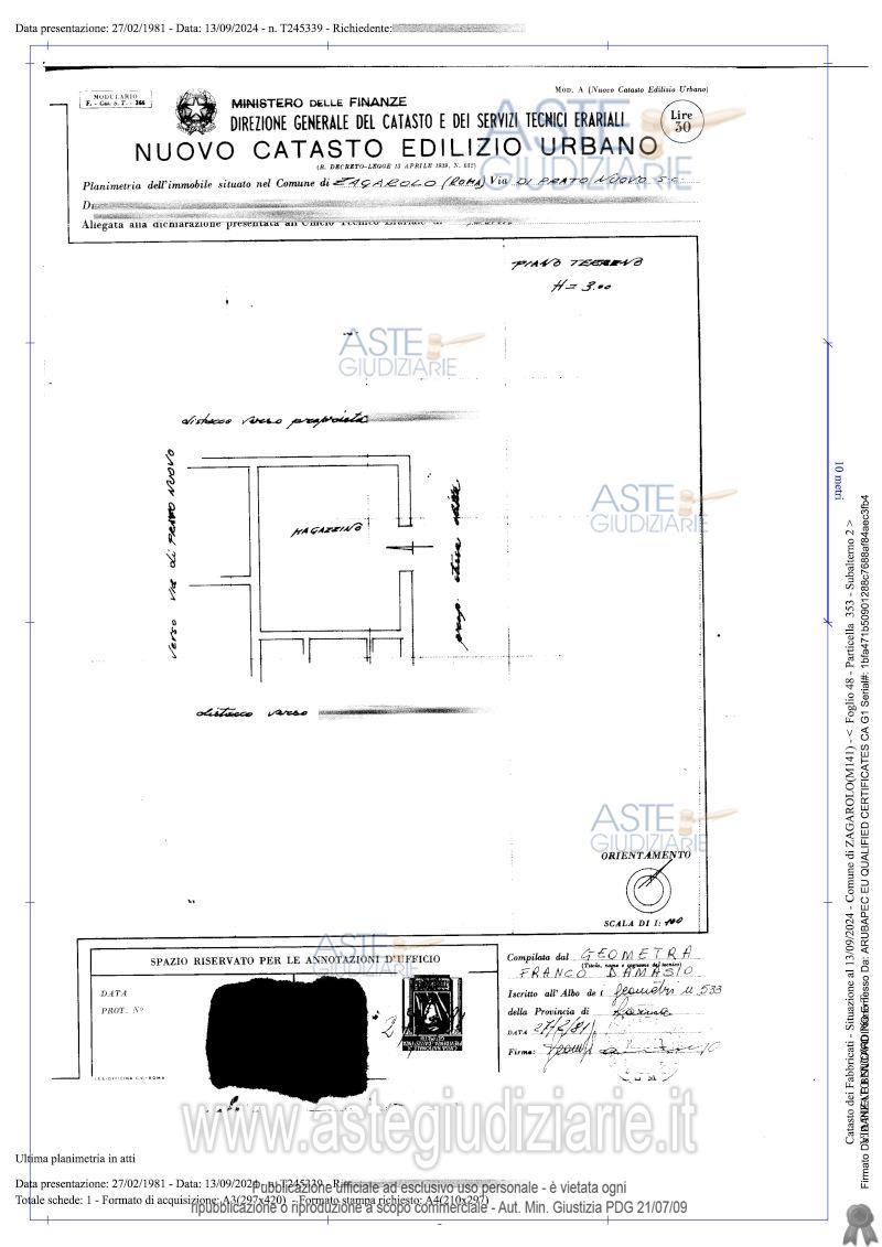 Planimetria del bene