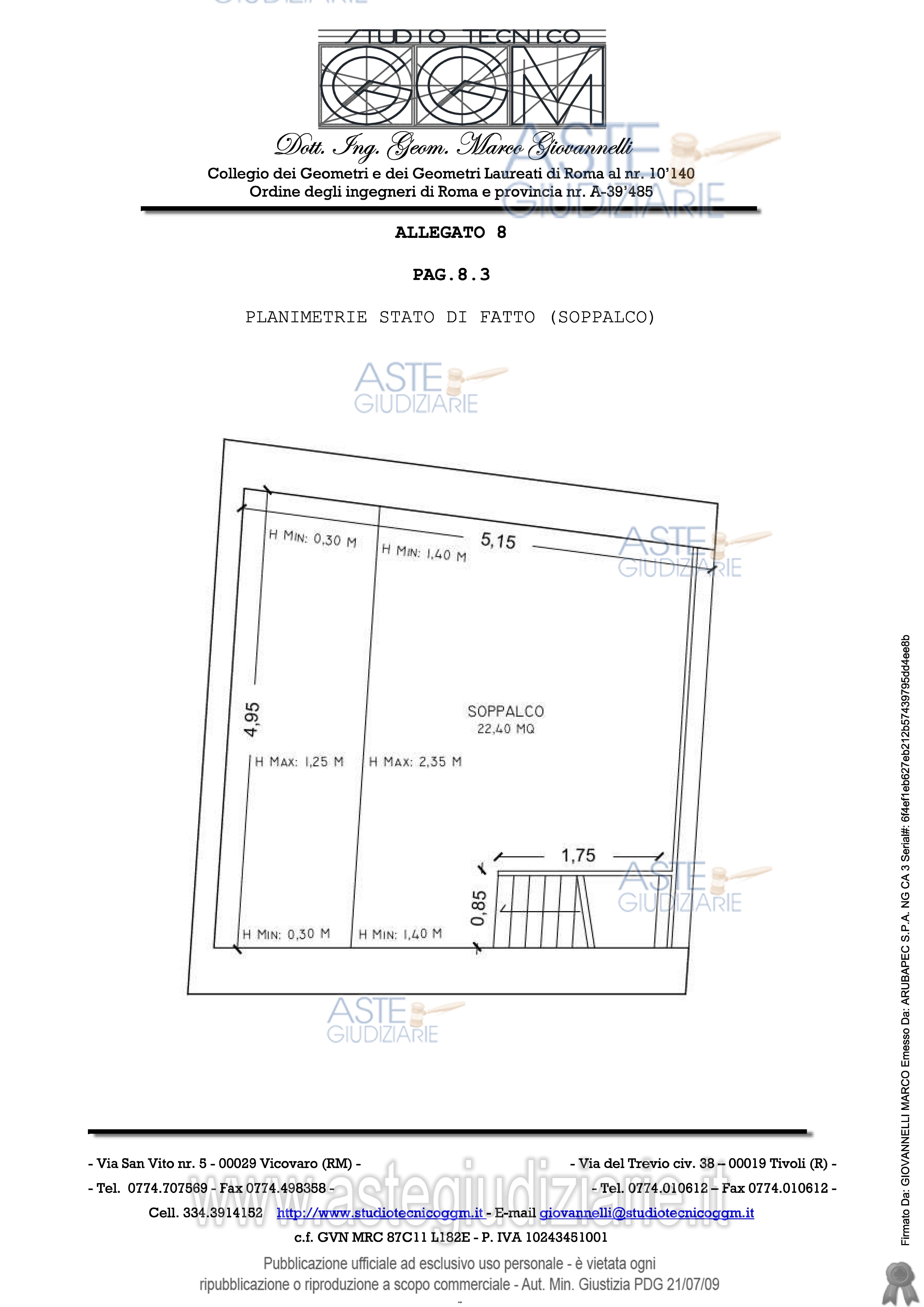 Planimetria del bene