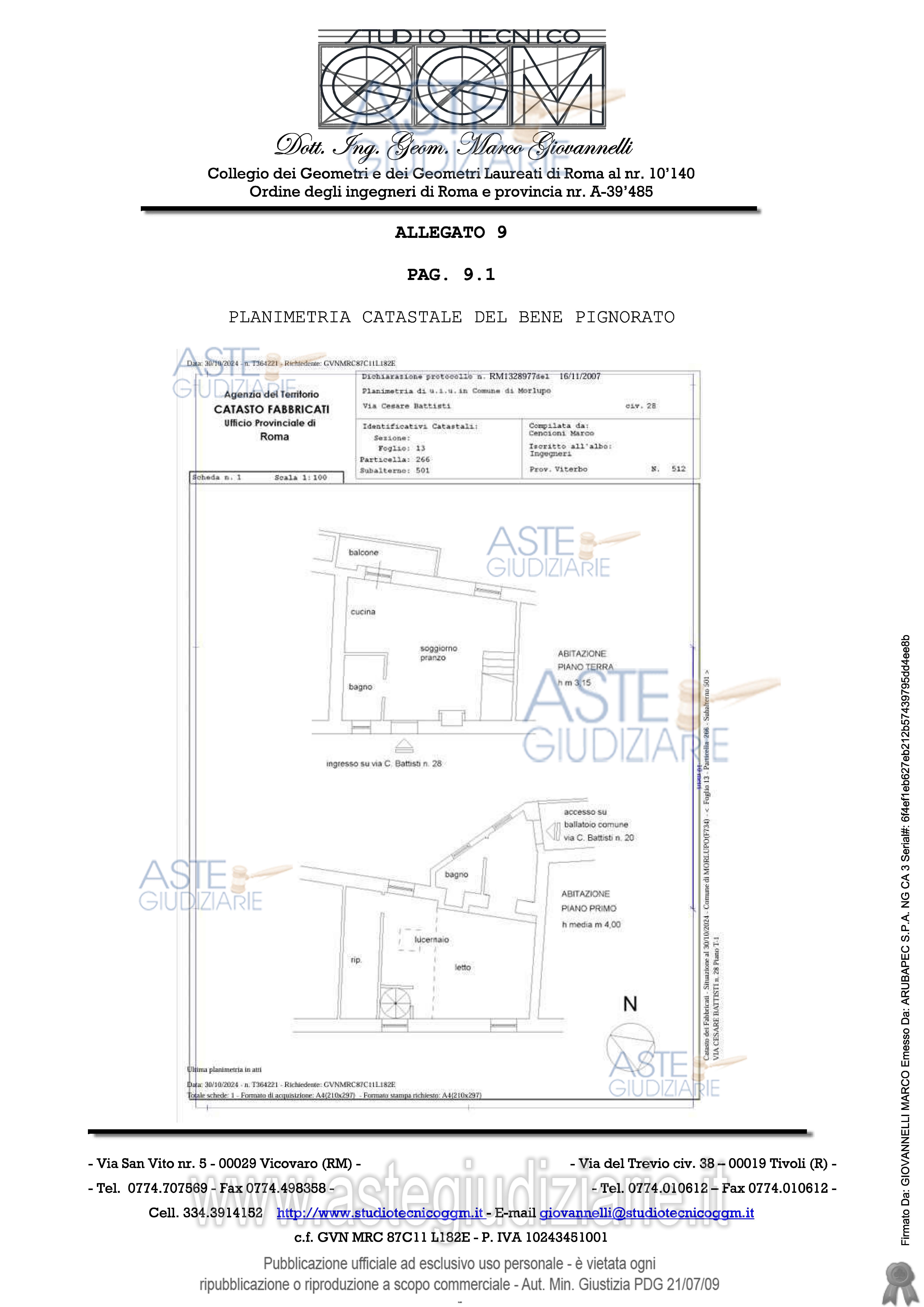 Planimetria del bene