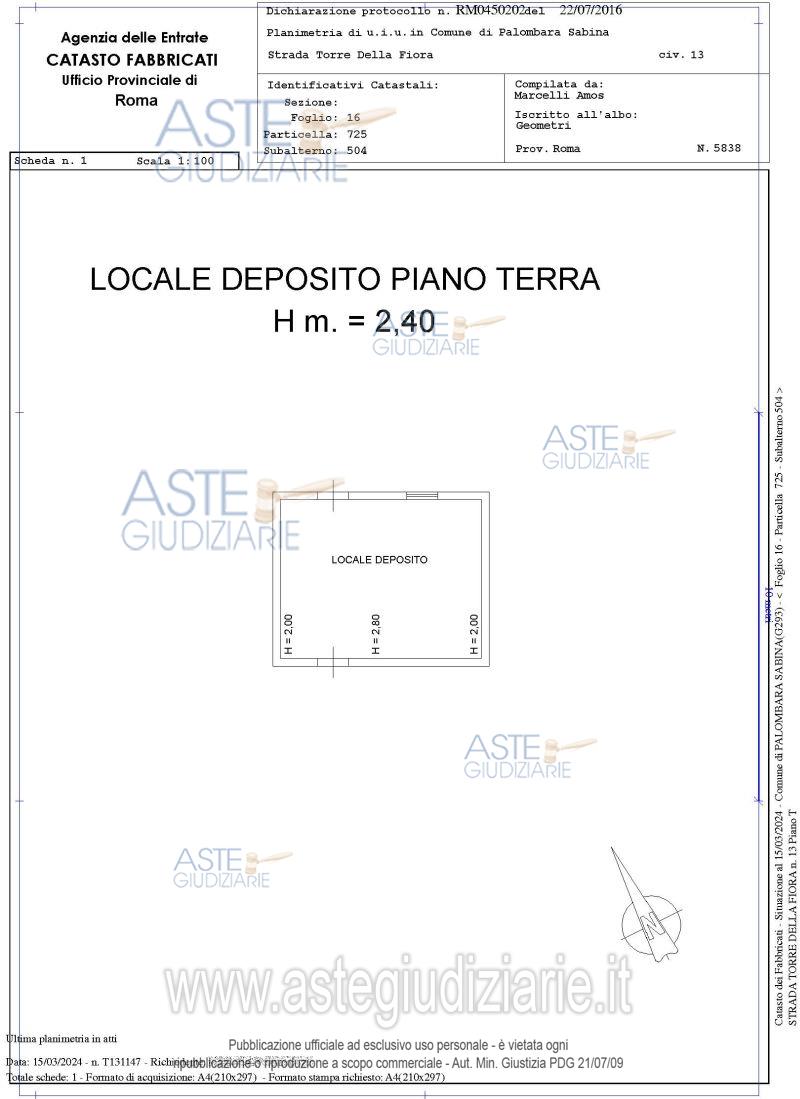 Planimetria del bene