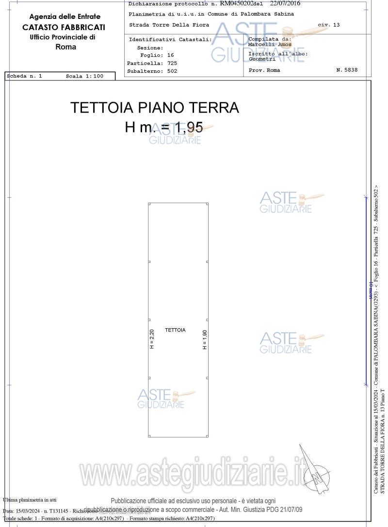 Planimetria del bene