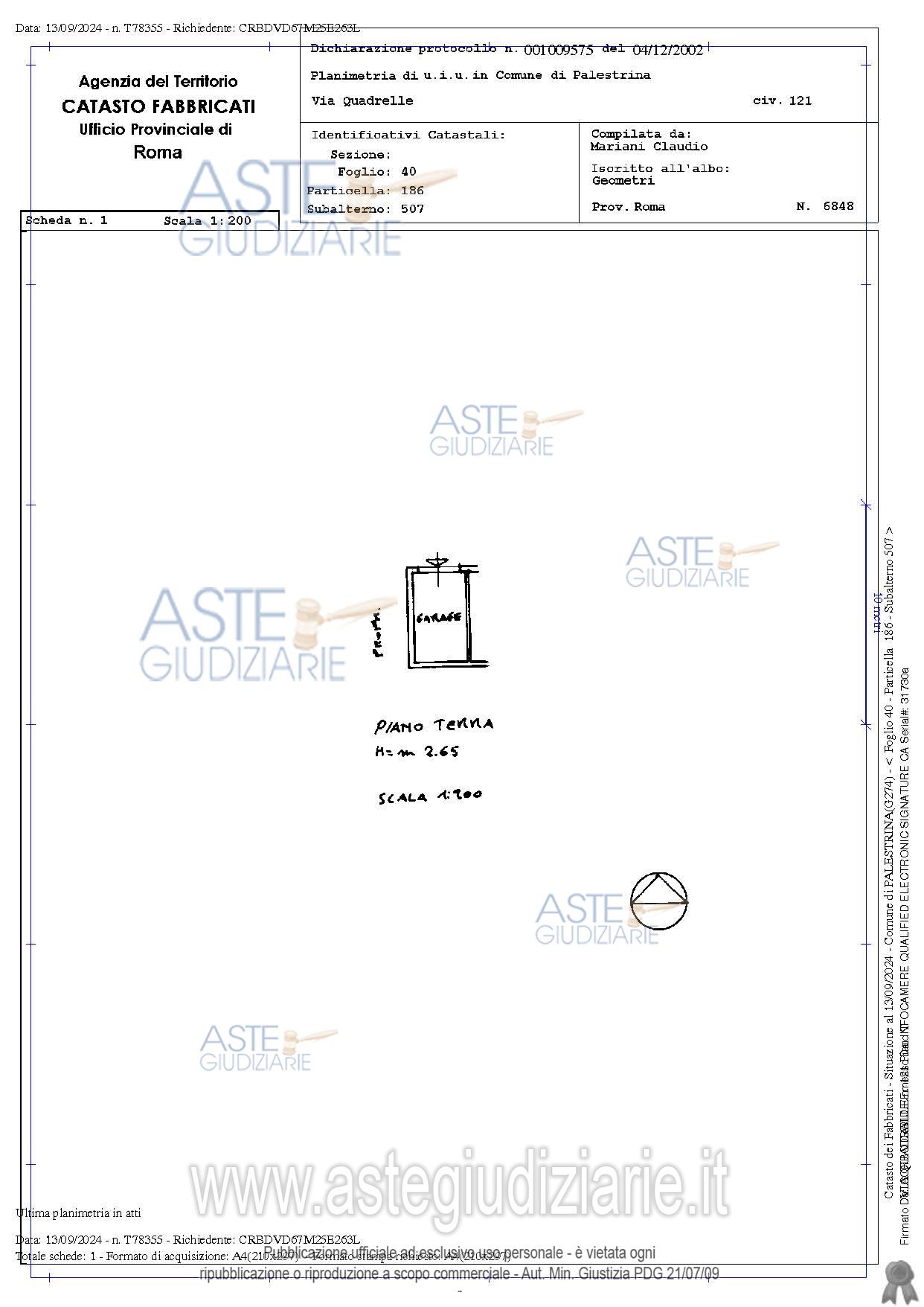 Planimetria del bene