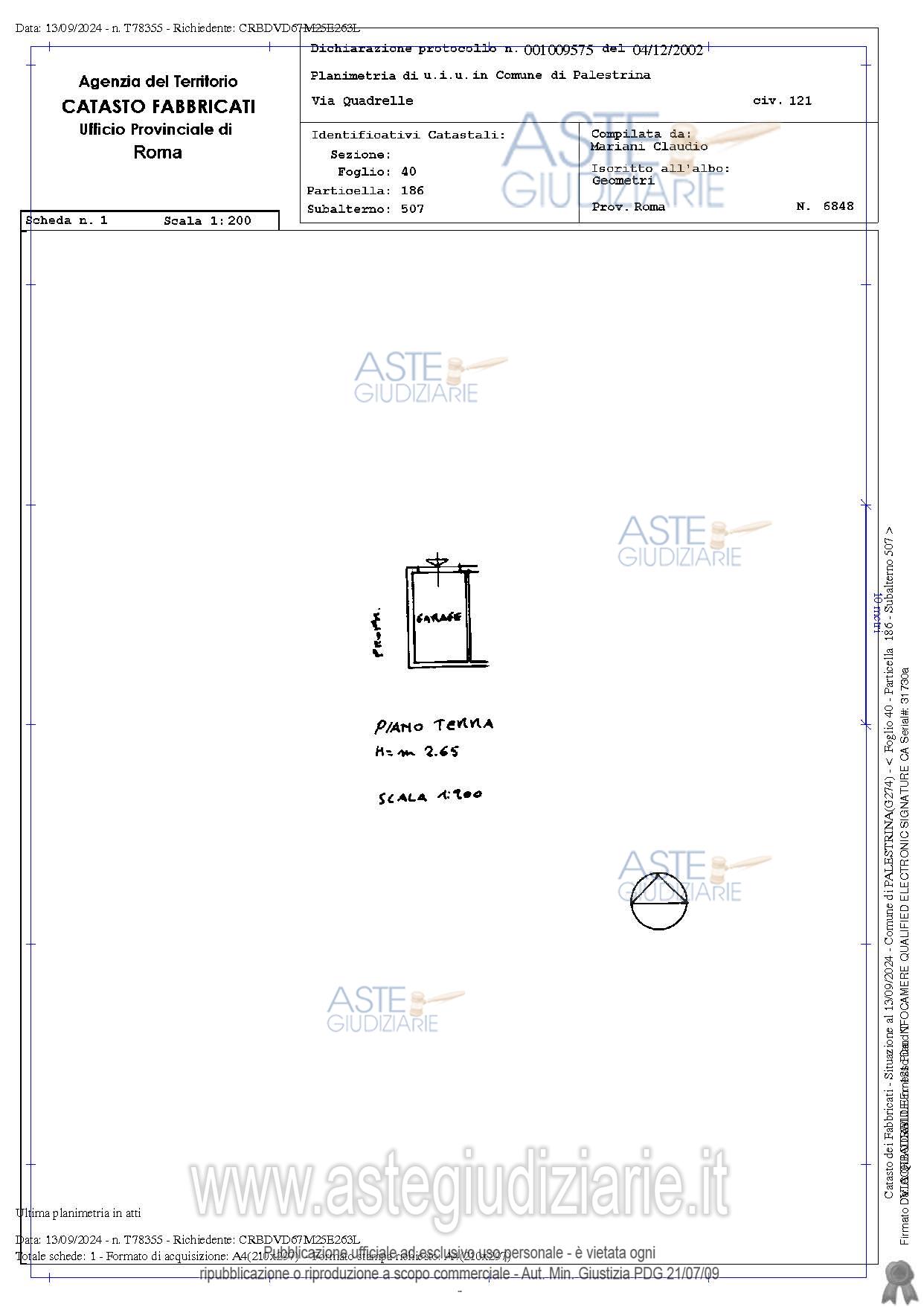 Planimetria del bene