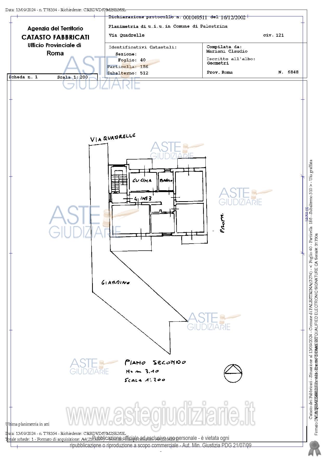 Planimetria del bene