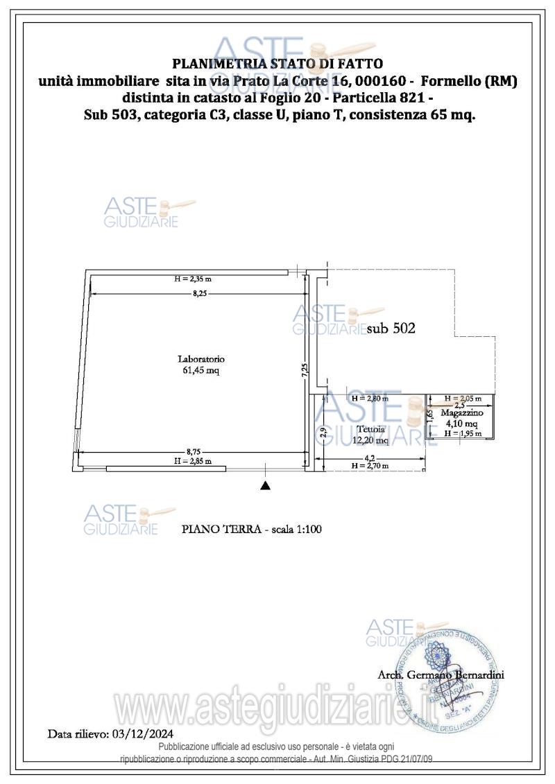 Planimetria del bene