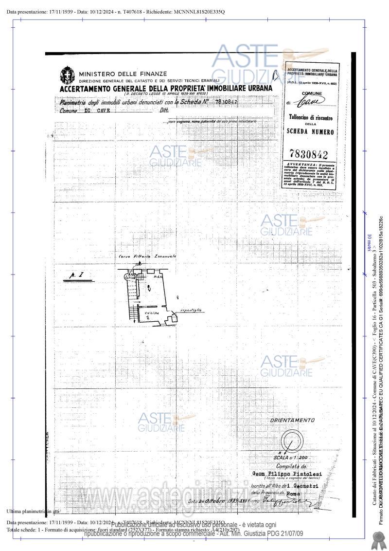 Planimetria del bene