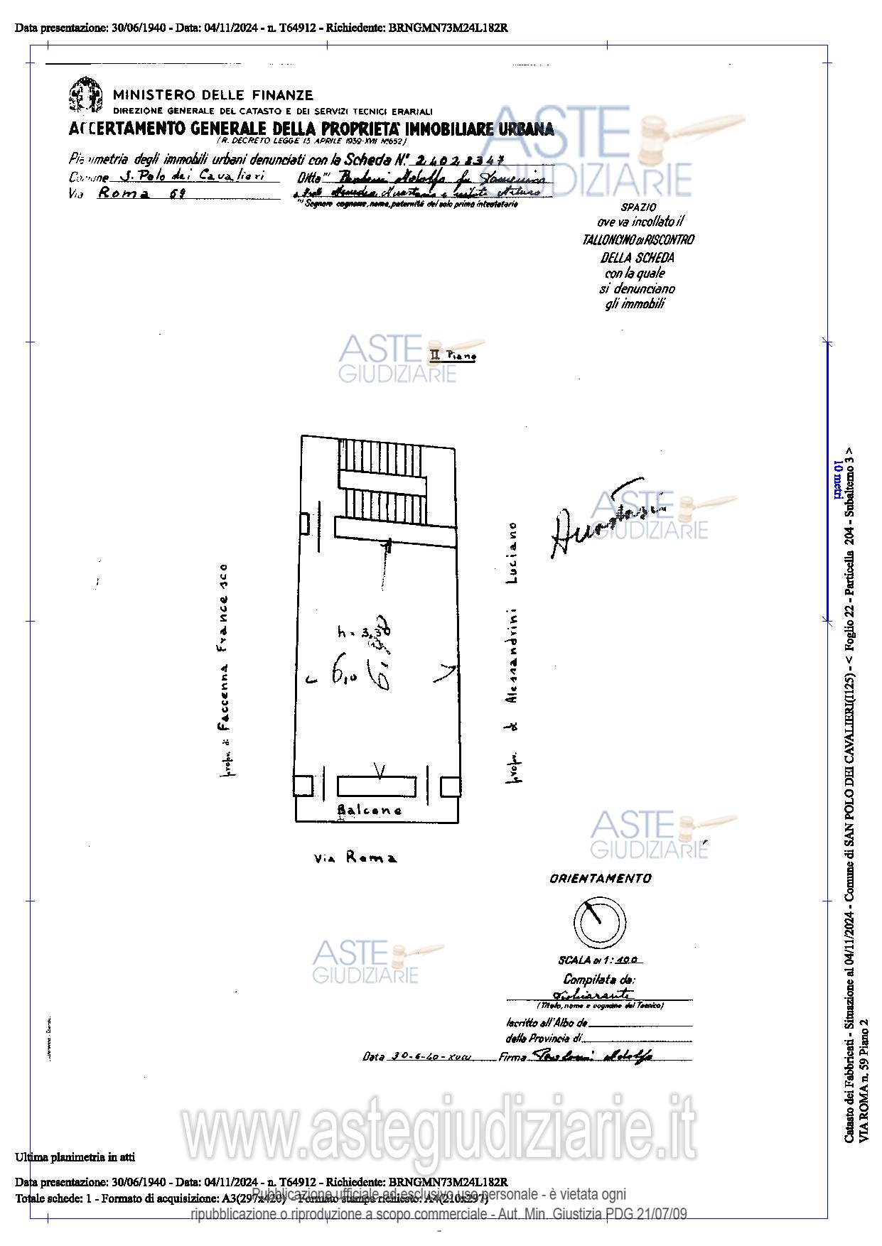 Planimetria del bene