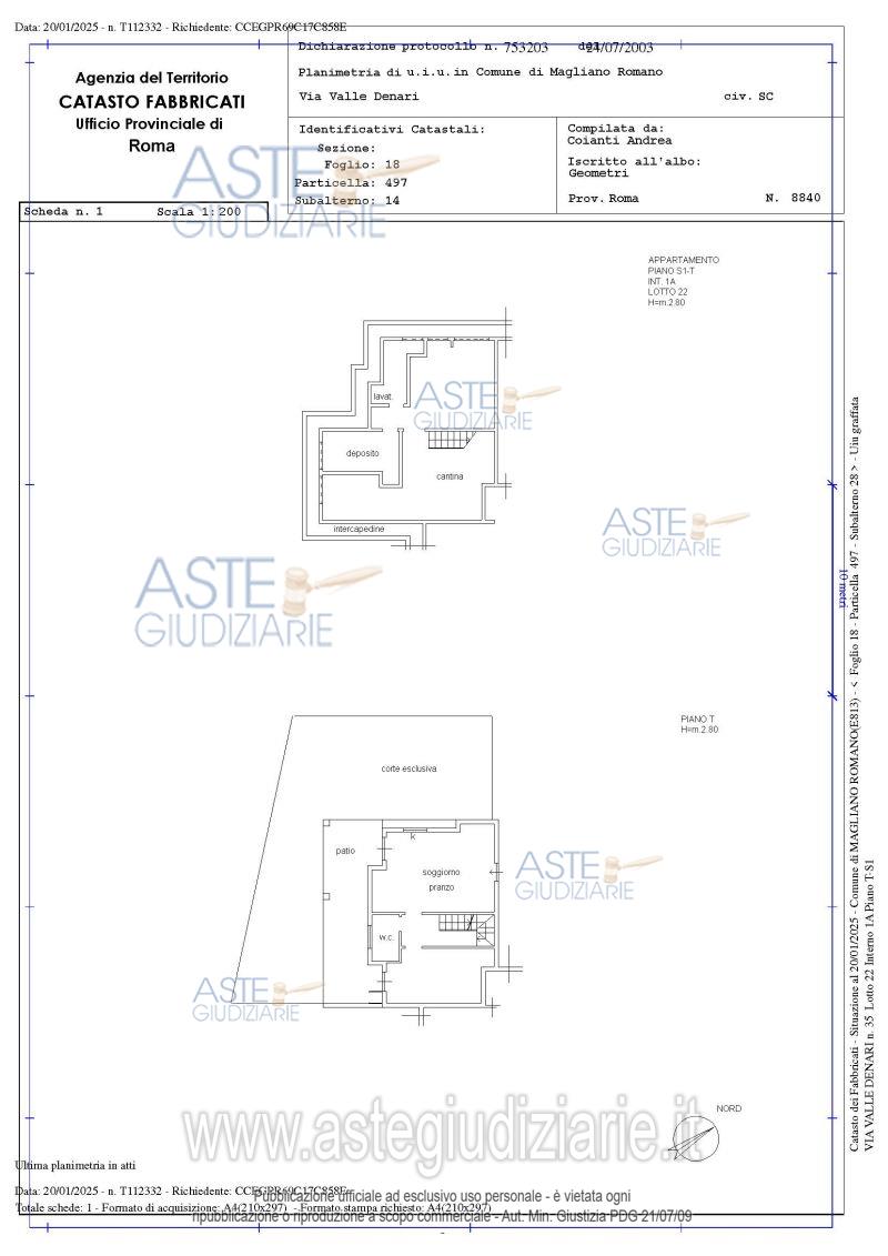 Planimetria del bene
