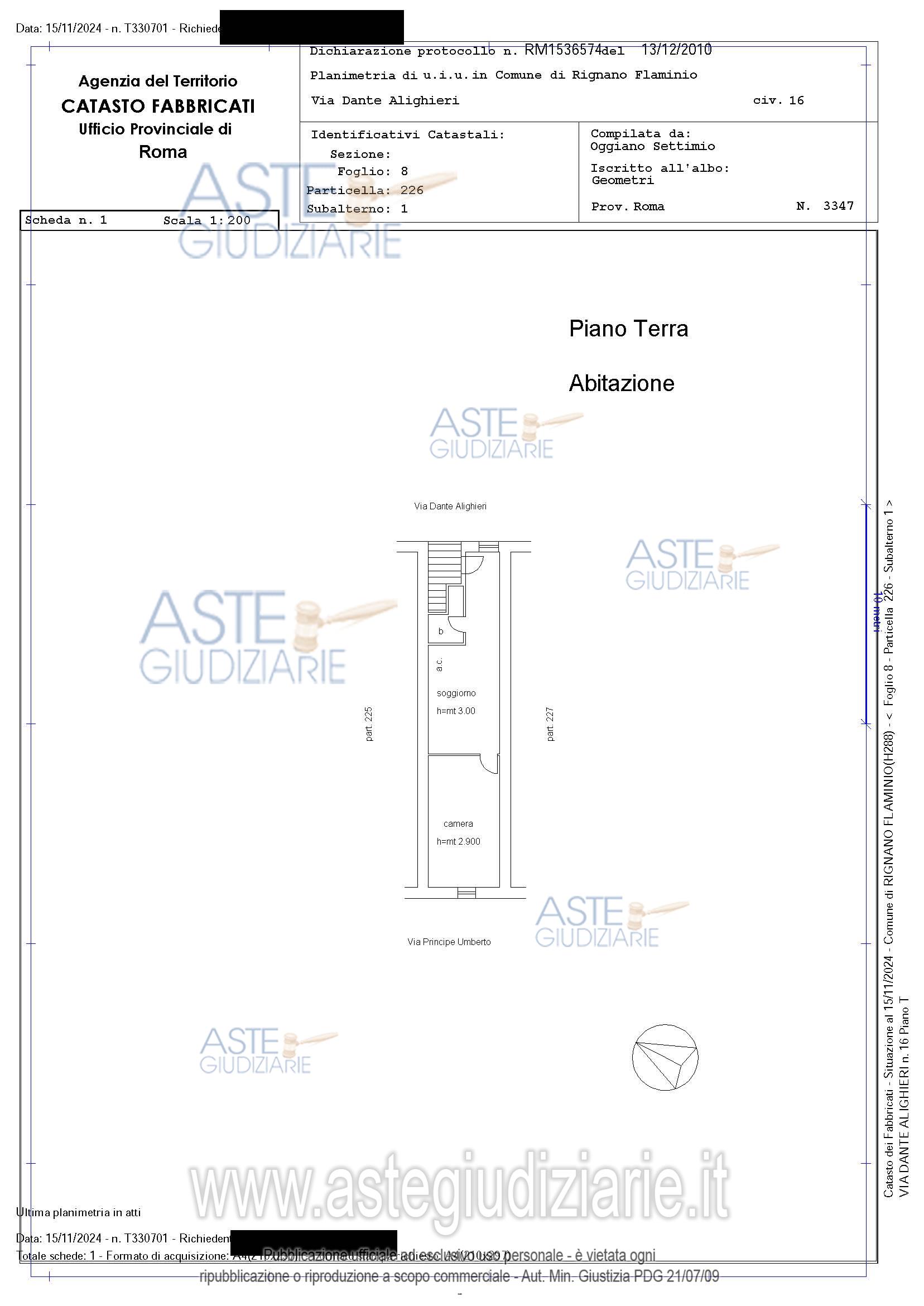 Planimetria del bene