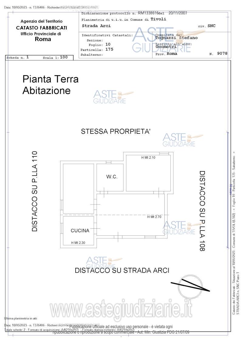 Planimetria del bene