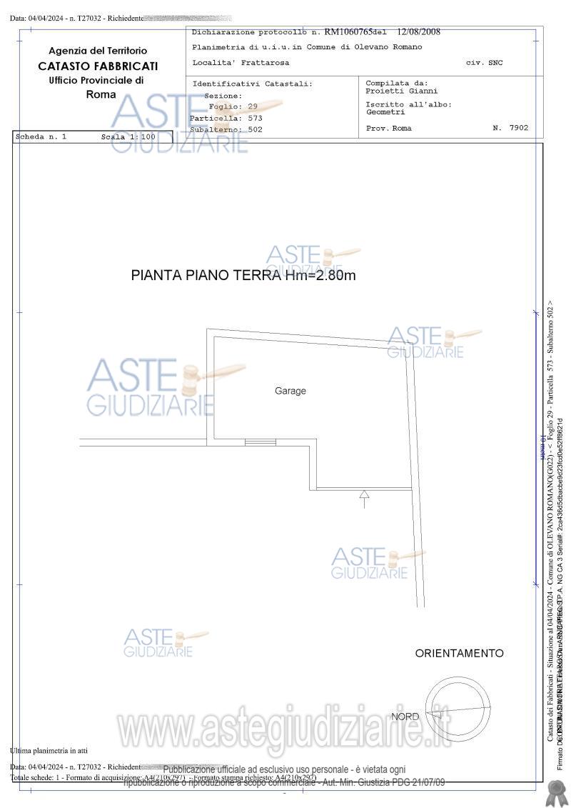 Planimetria del bene