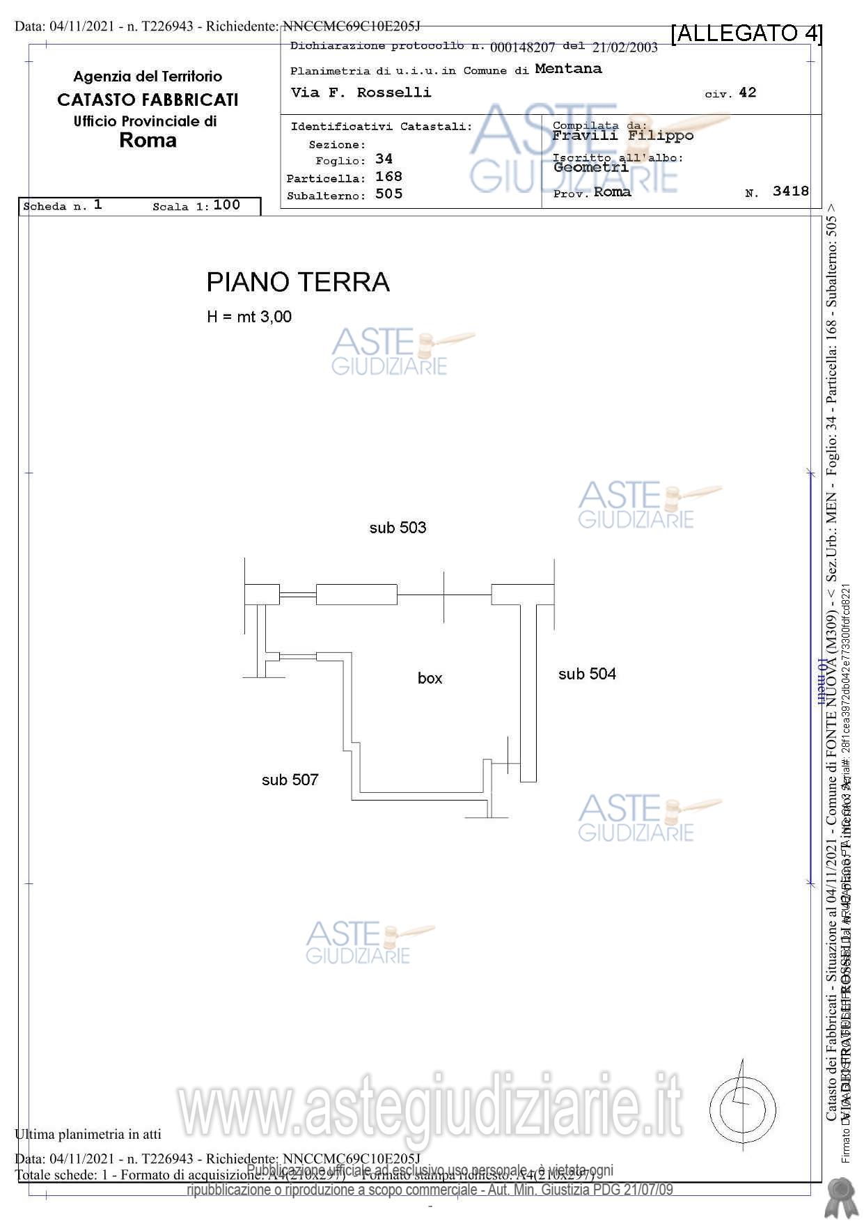 Planimetria del bene