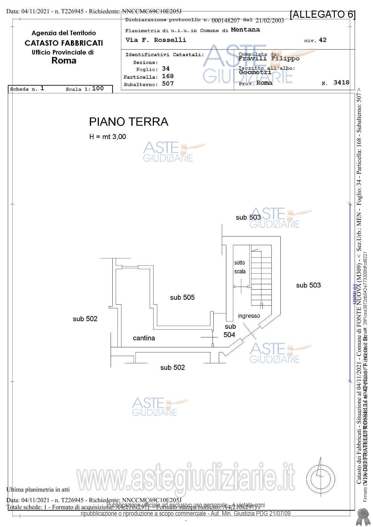 Planimetria del bene