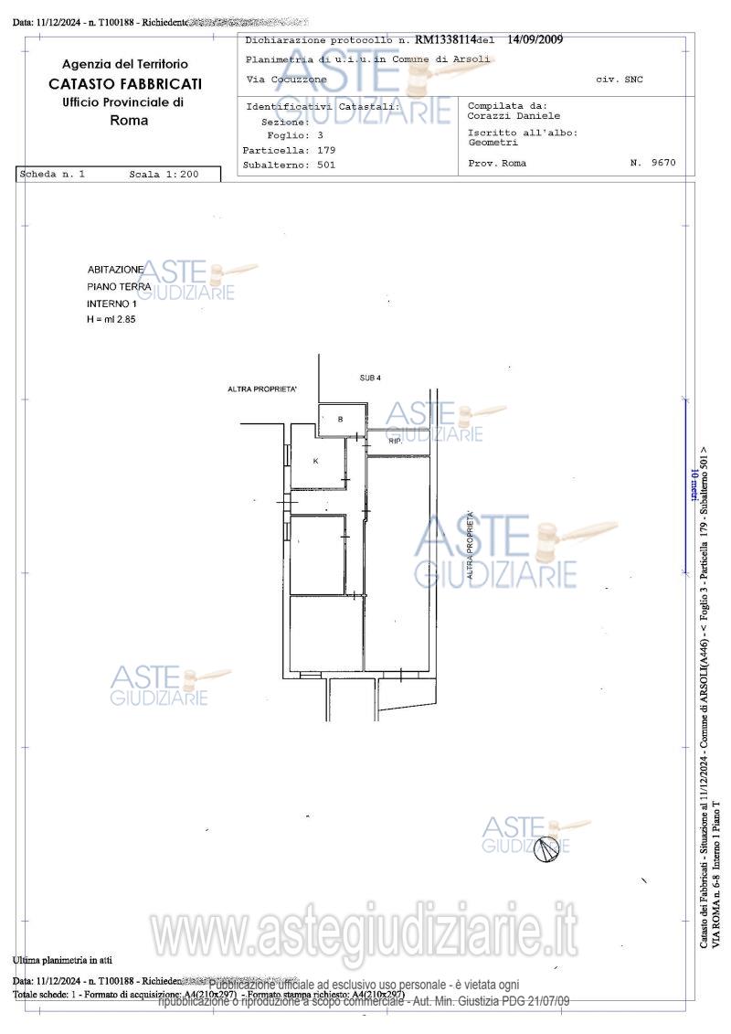 Planimetria del bene