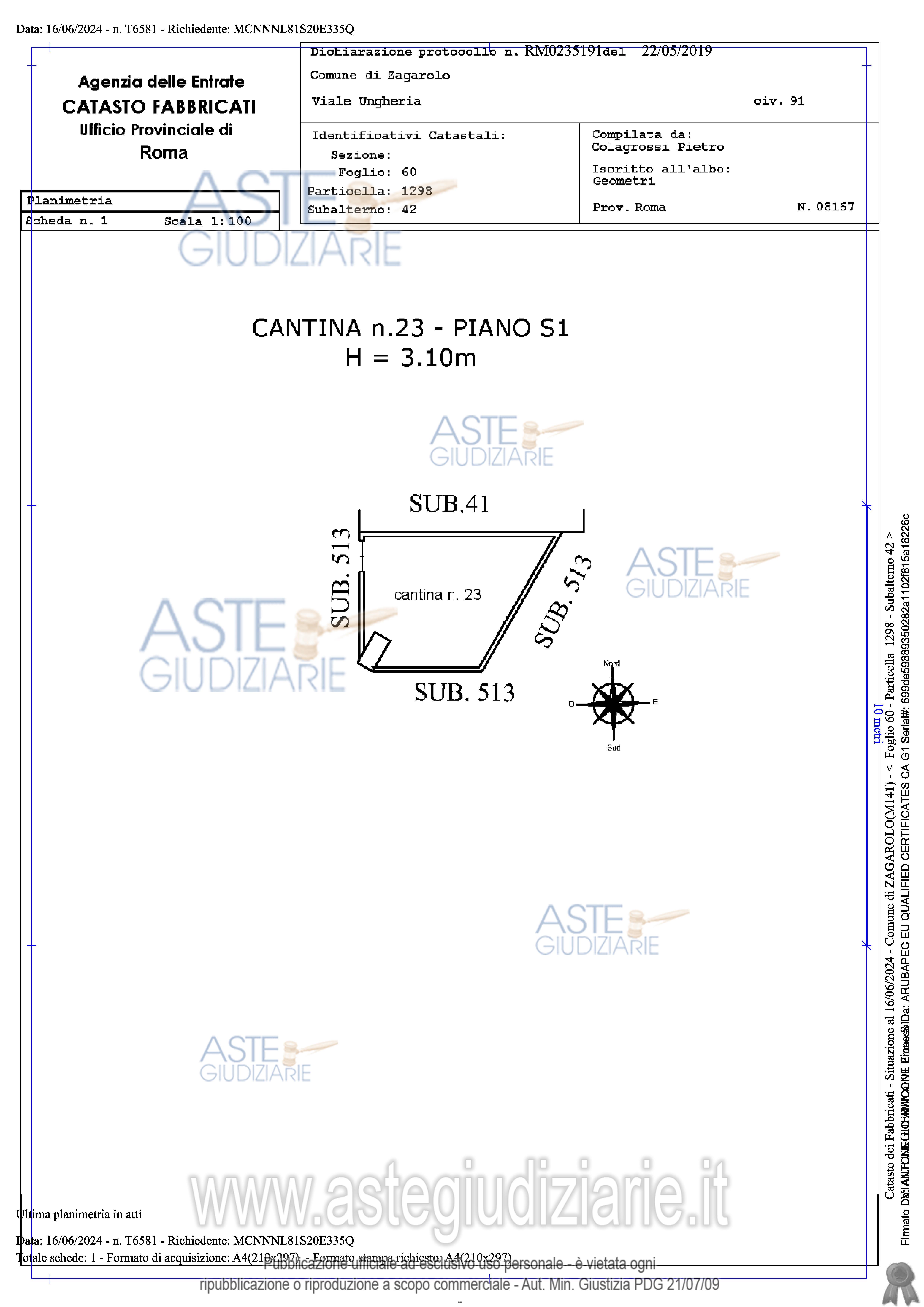 Planimetria del bene