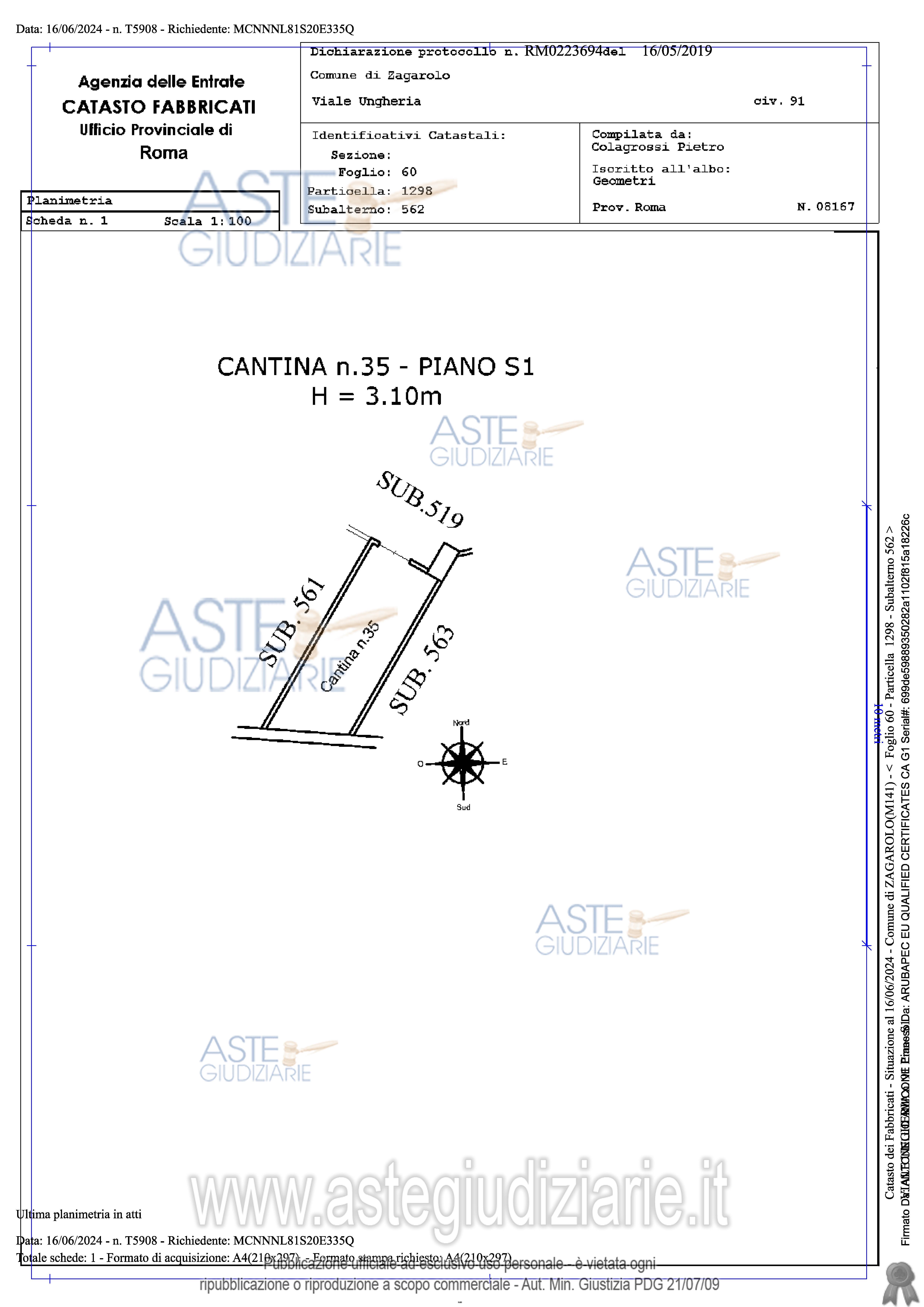 Planimetria del bene