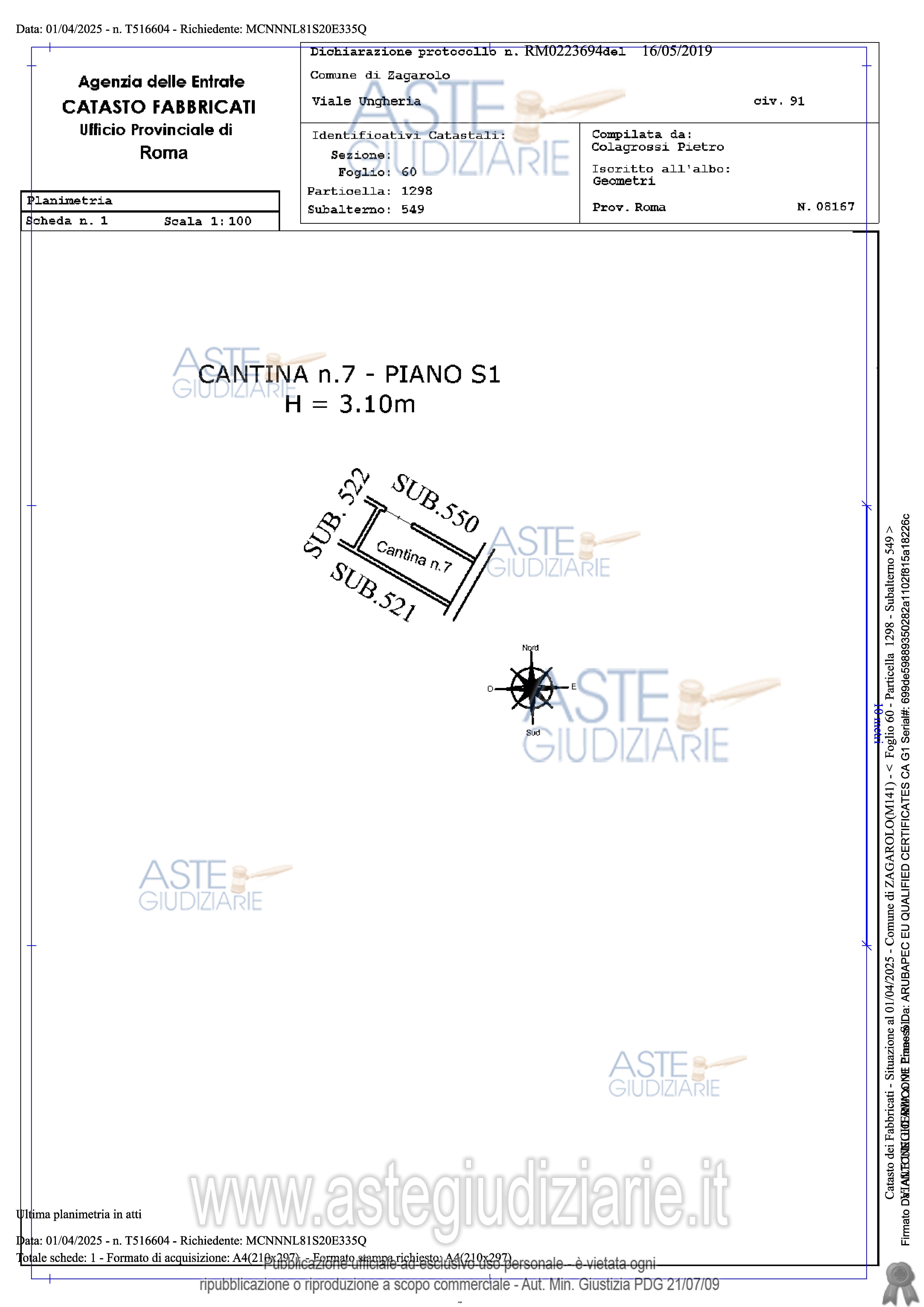 Planimetria del bene