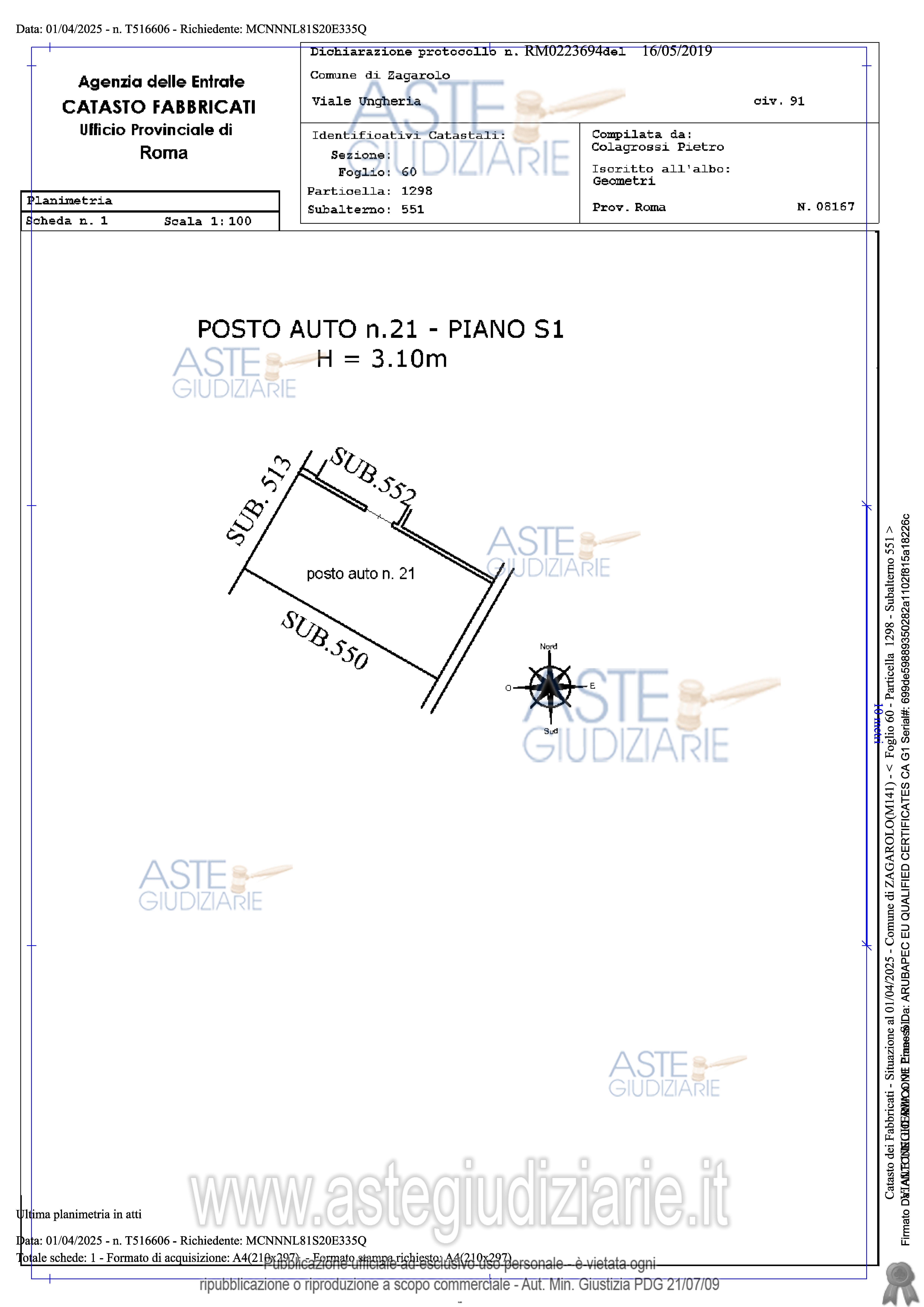 Planimetria del bene