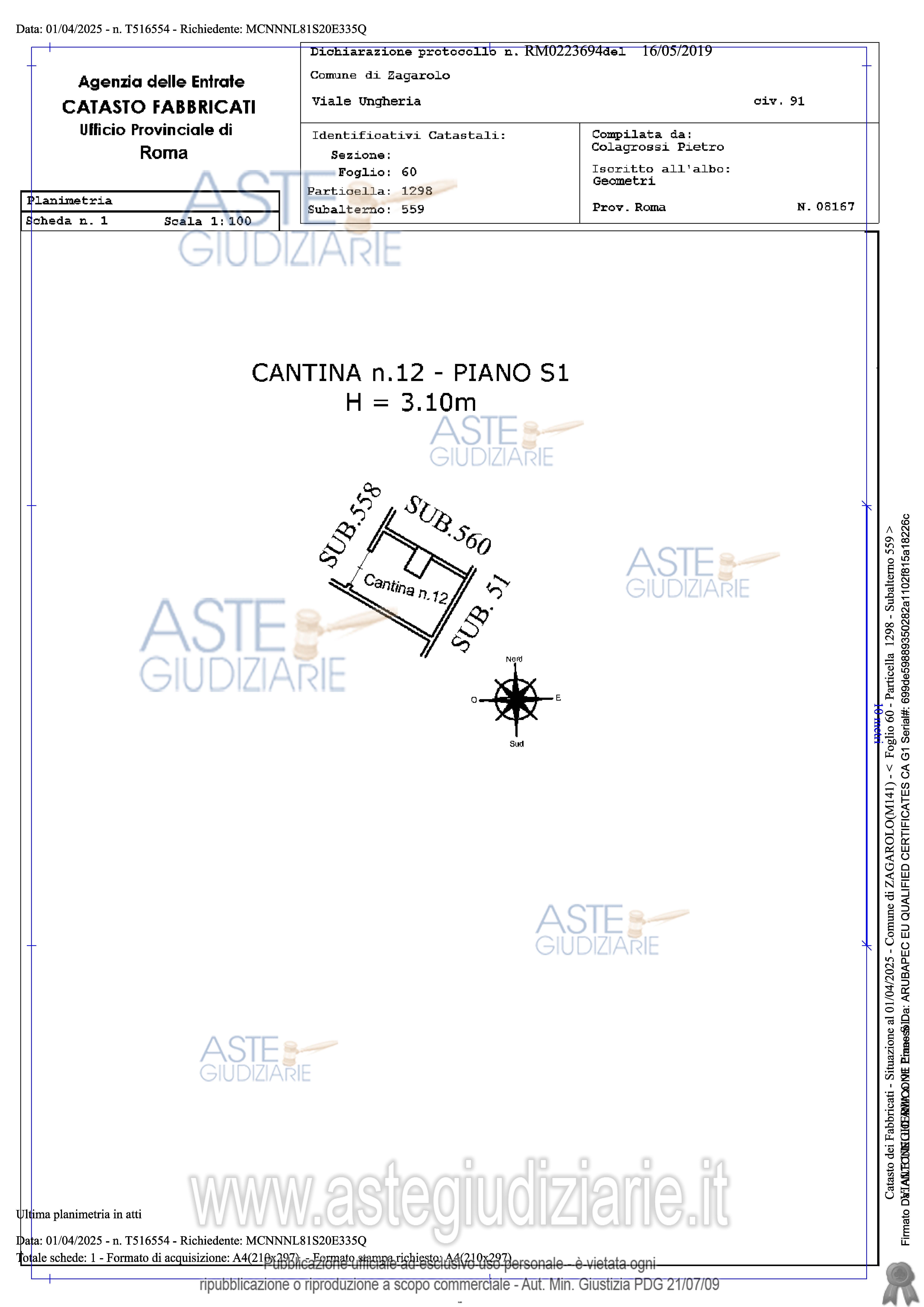 Planimetria del bene