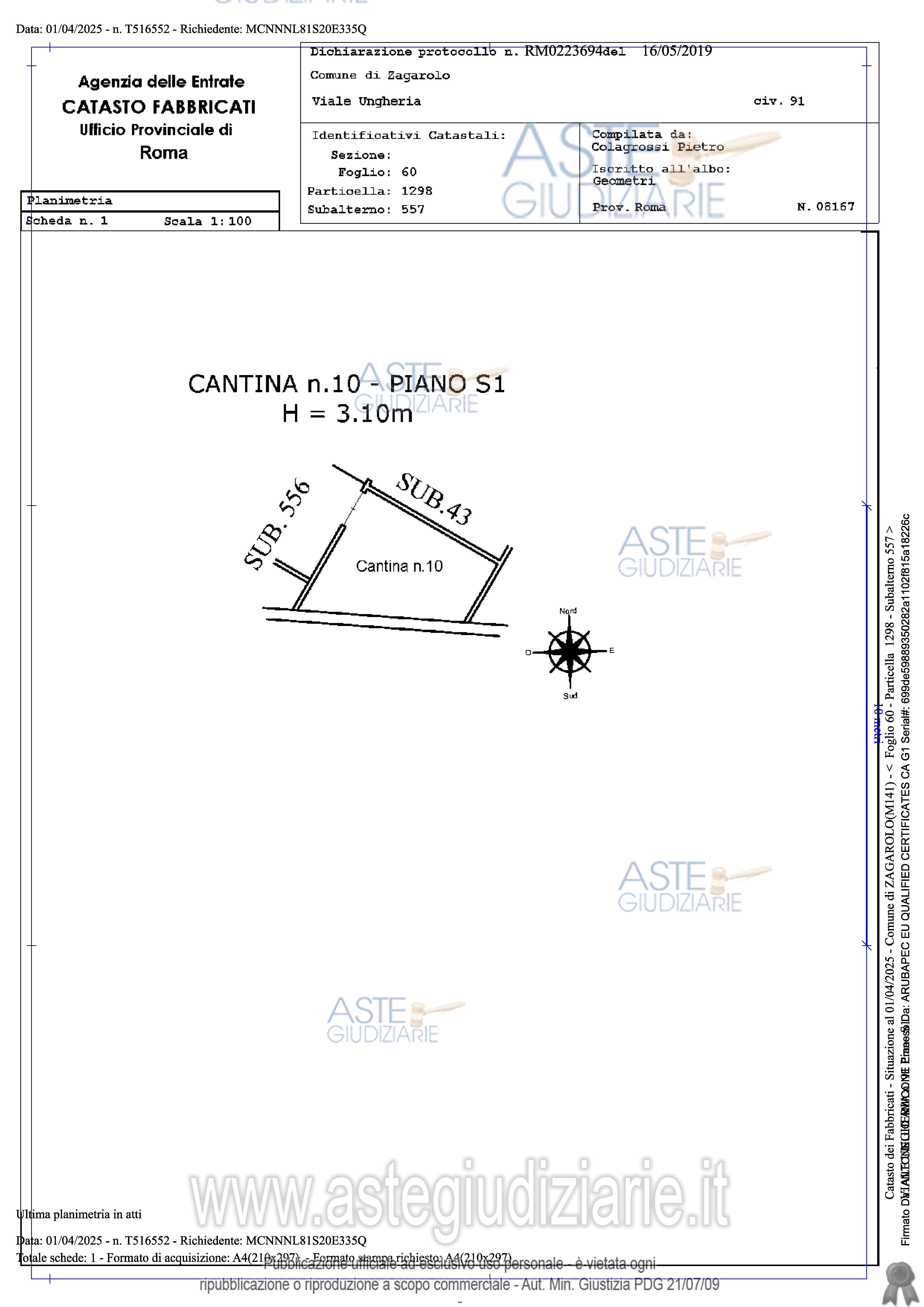 Planimetria del bene