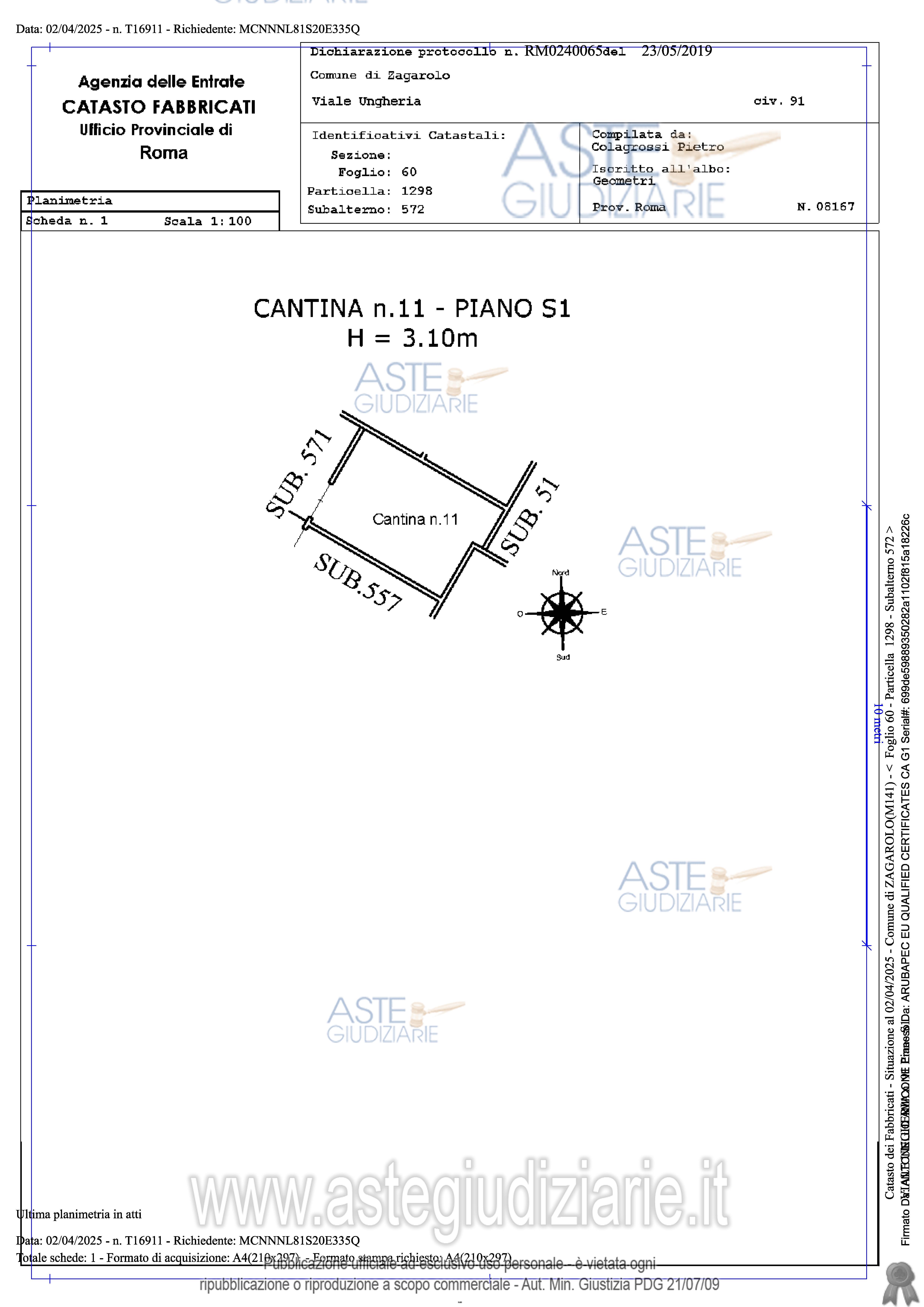 Planimetria del bene