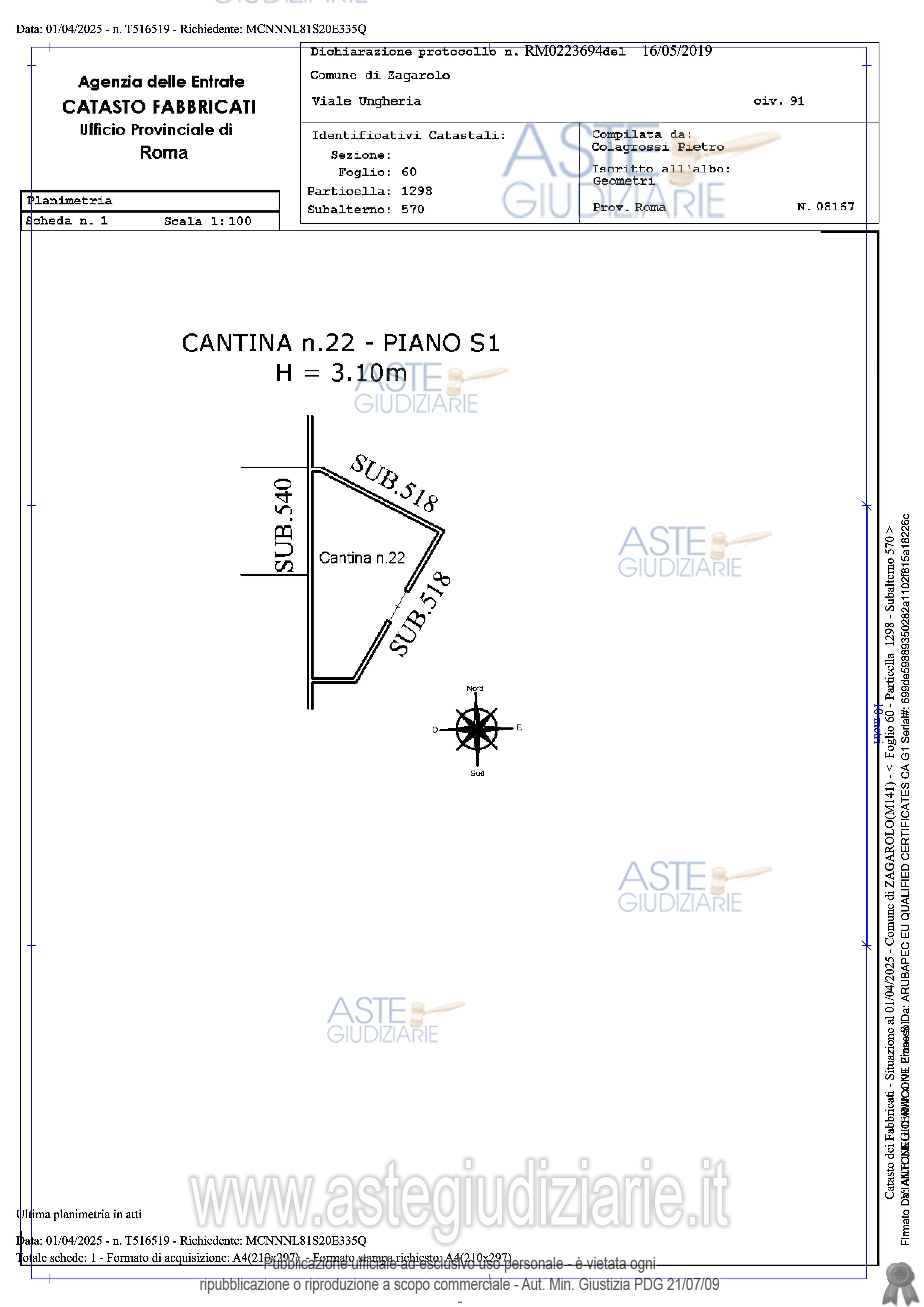 Planimetria del bene