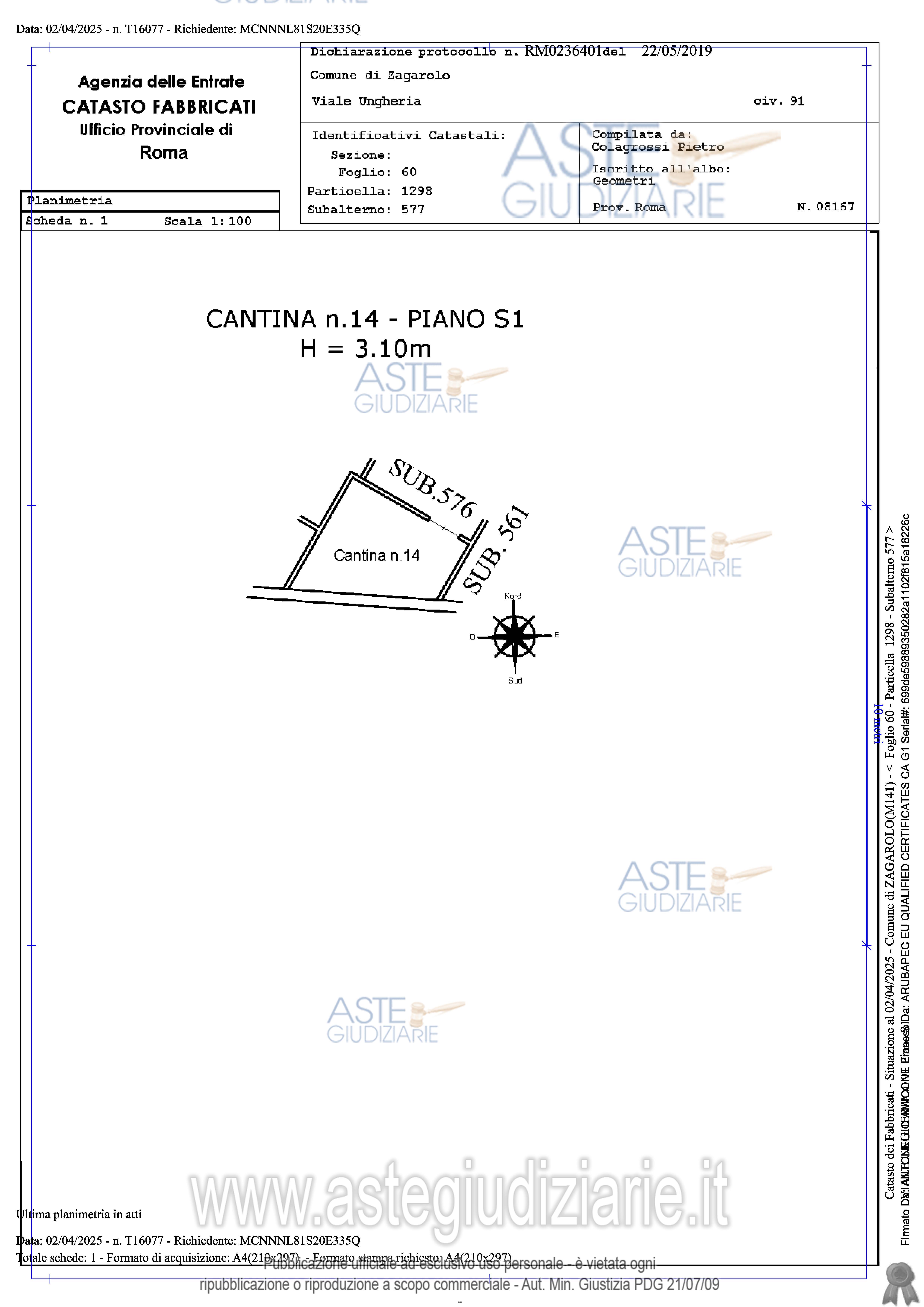Planimetria del bene