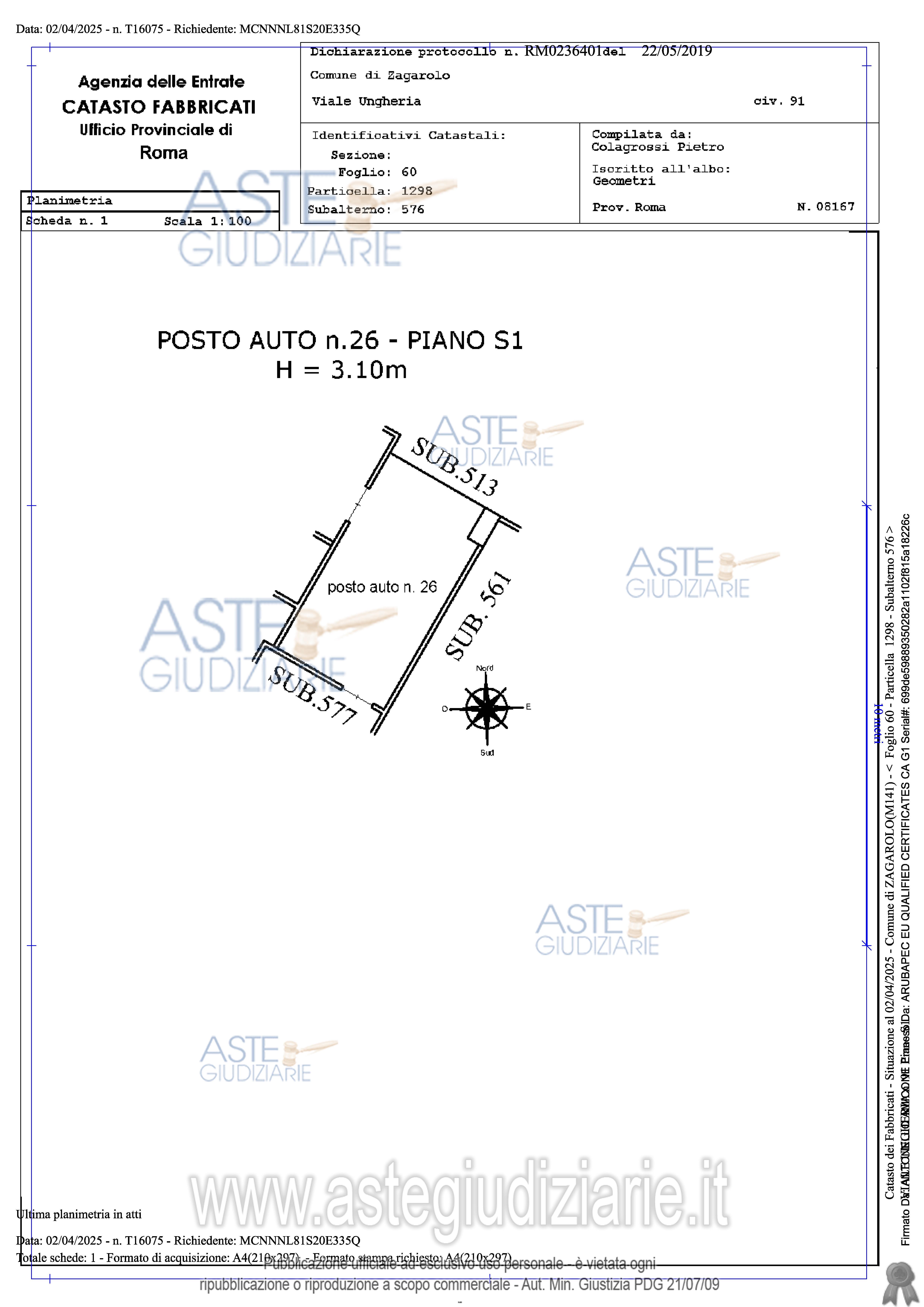 Planimetria del bene