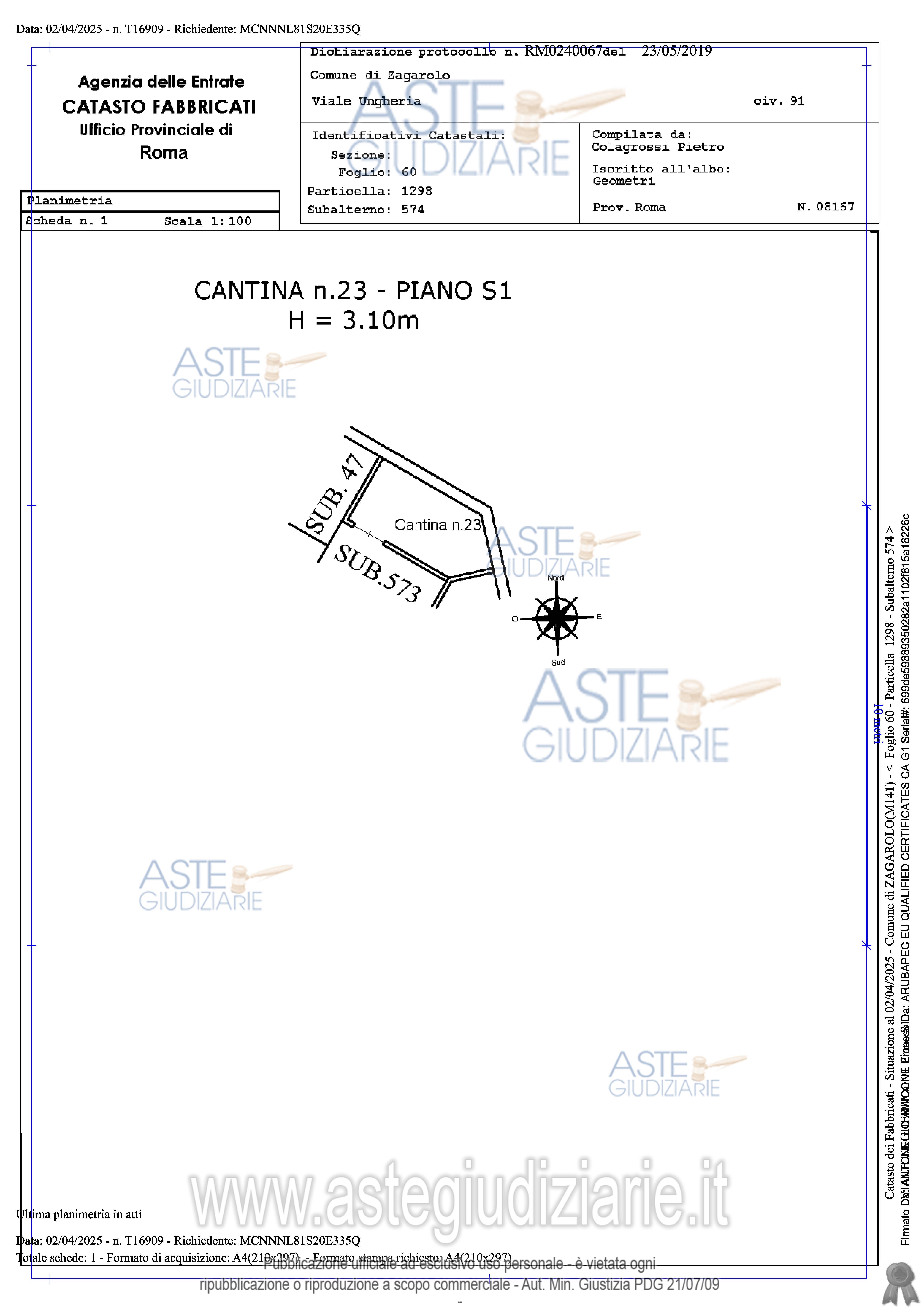 Planimetria del bene