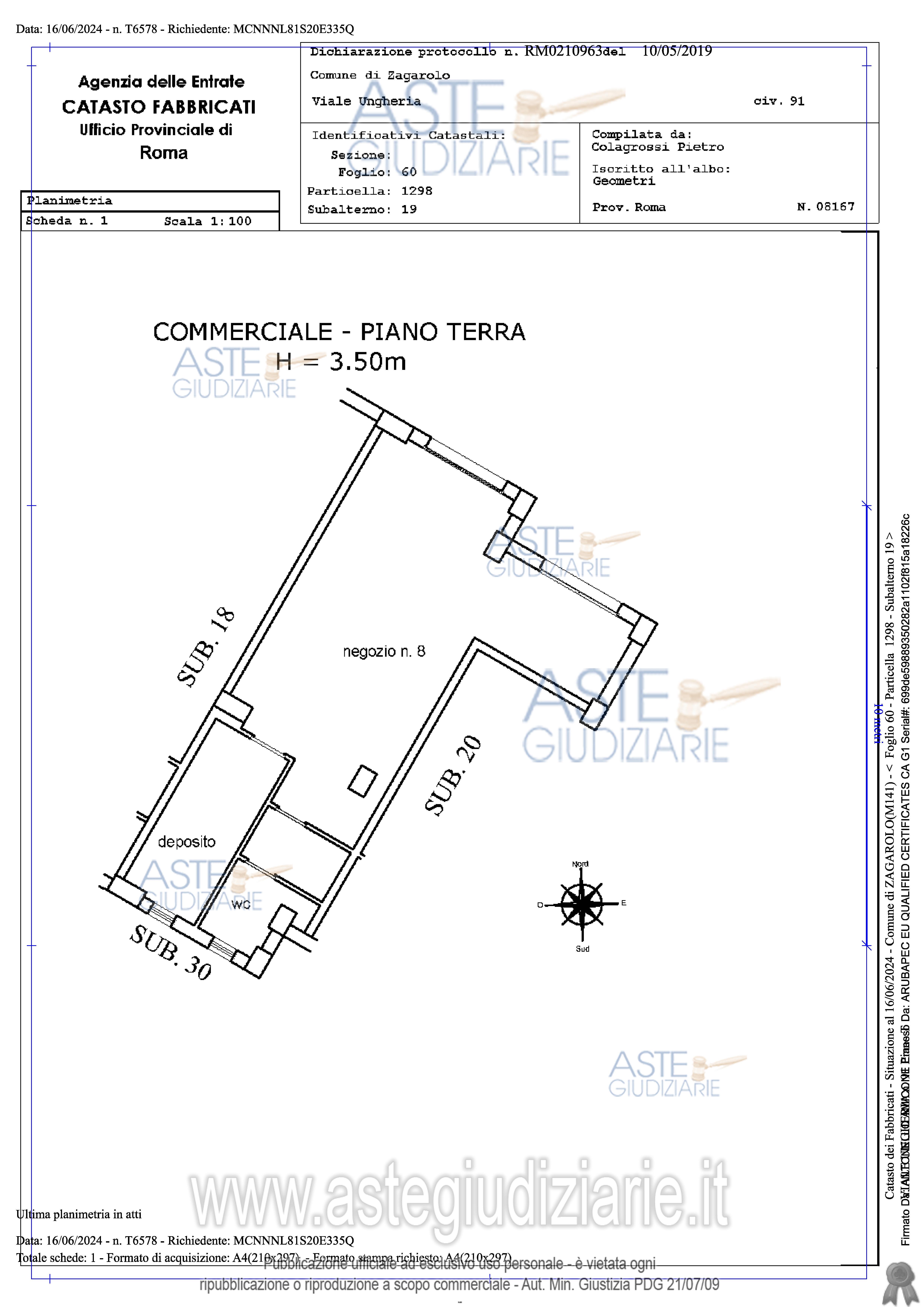 Planimetria del bene