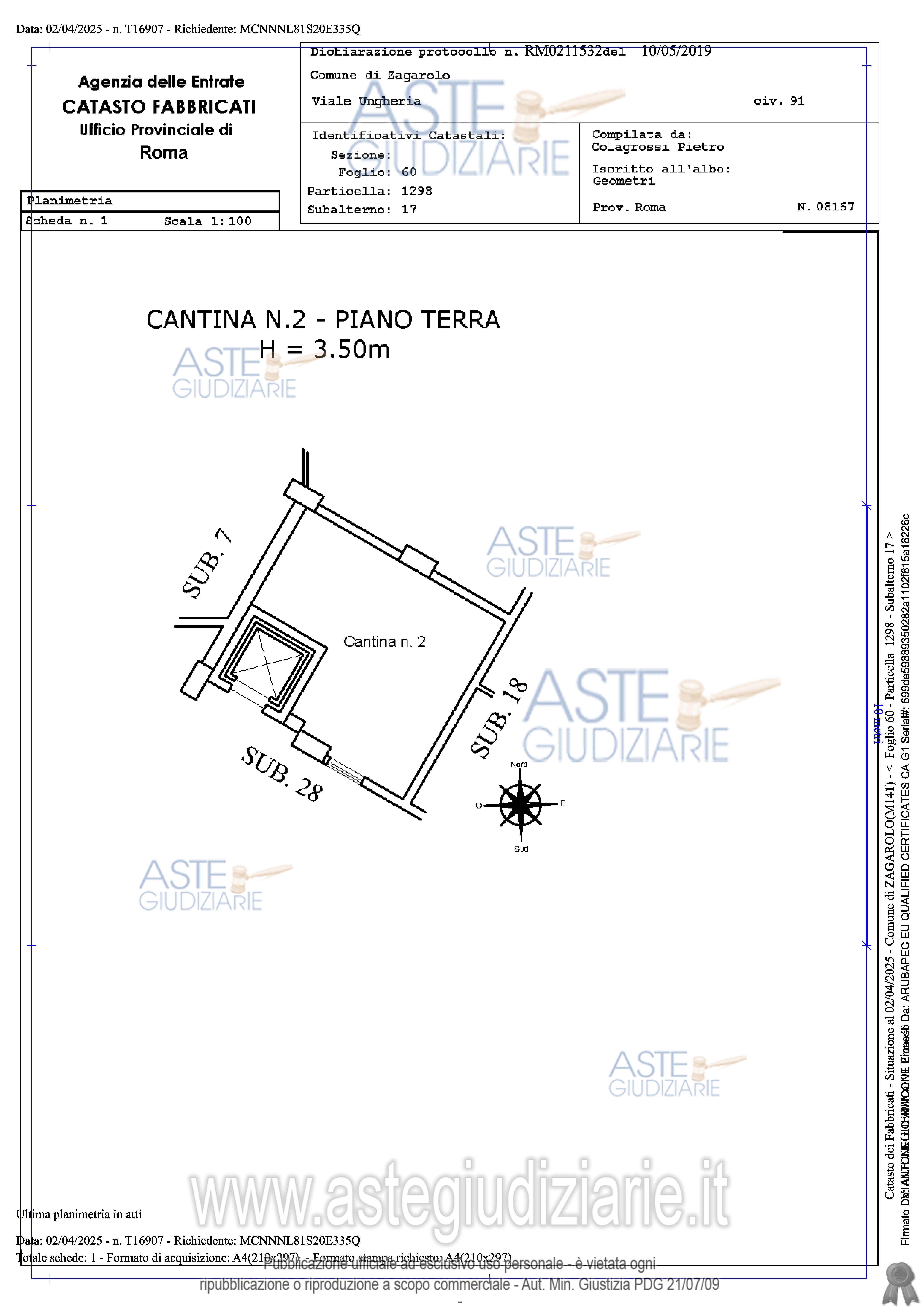 Planimetria del bene
